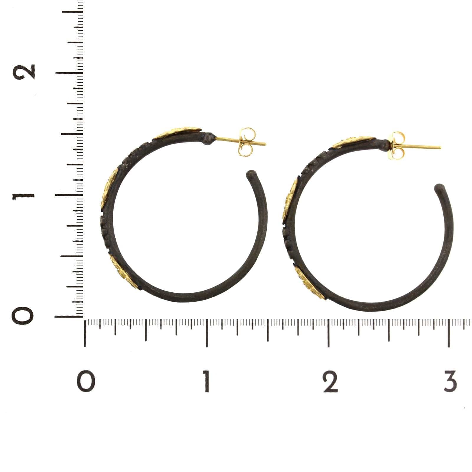 Armenta Sterling Silver and 18K Yellow Gold Diamond Hoop Earrings - Image 2