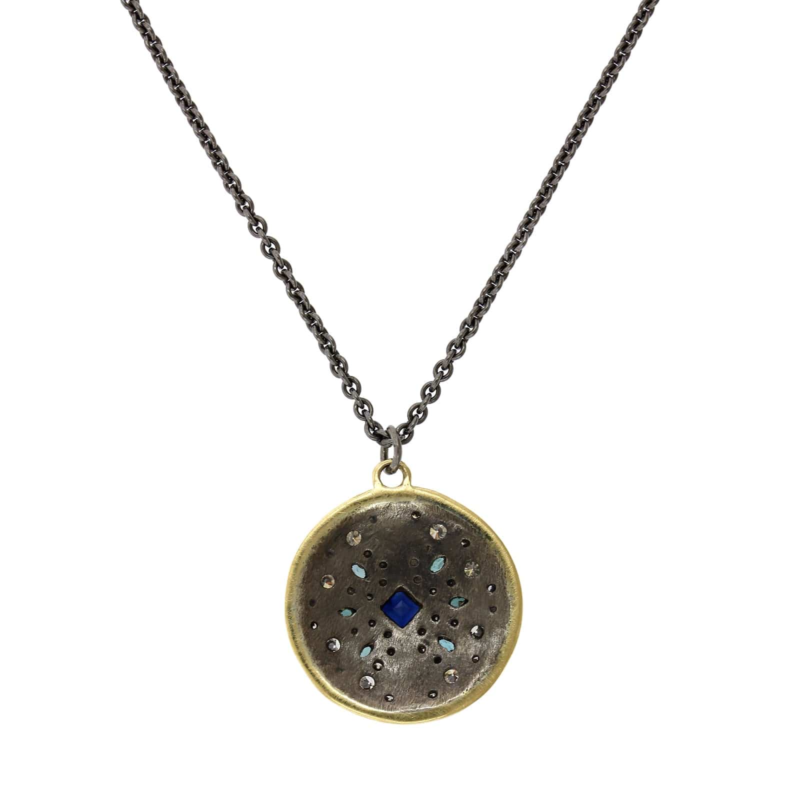 Armenta Sterling Silver and 18K Yellow Gold Multi Stone Round Pendant - Image 2