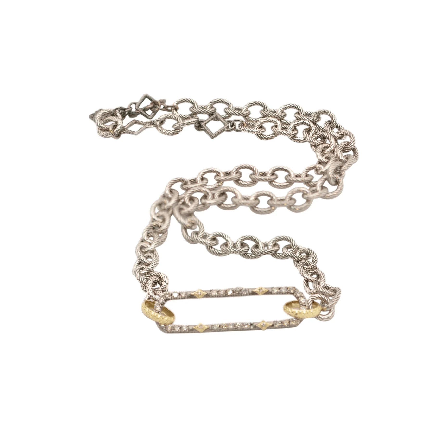 Armenta Sterling Silver and 18K Yellow Gold Paperclip Pendant - Image 3