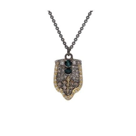 Armenta Sterling Silver and 18K Yellow Gold Tourmaline Diamond Pendant - Image 2