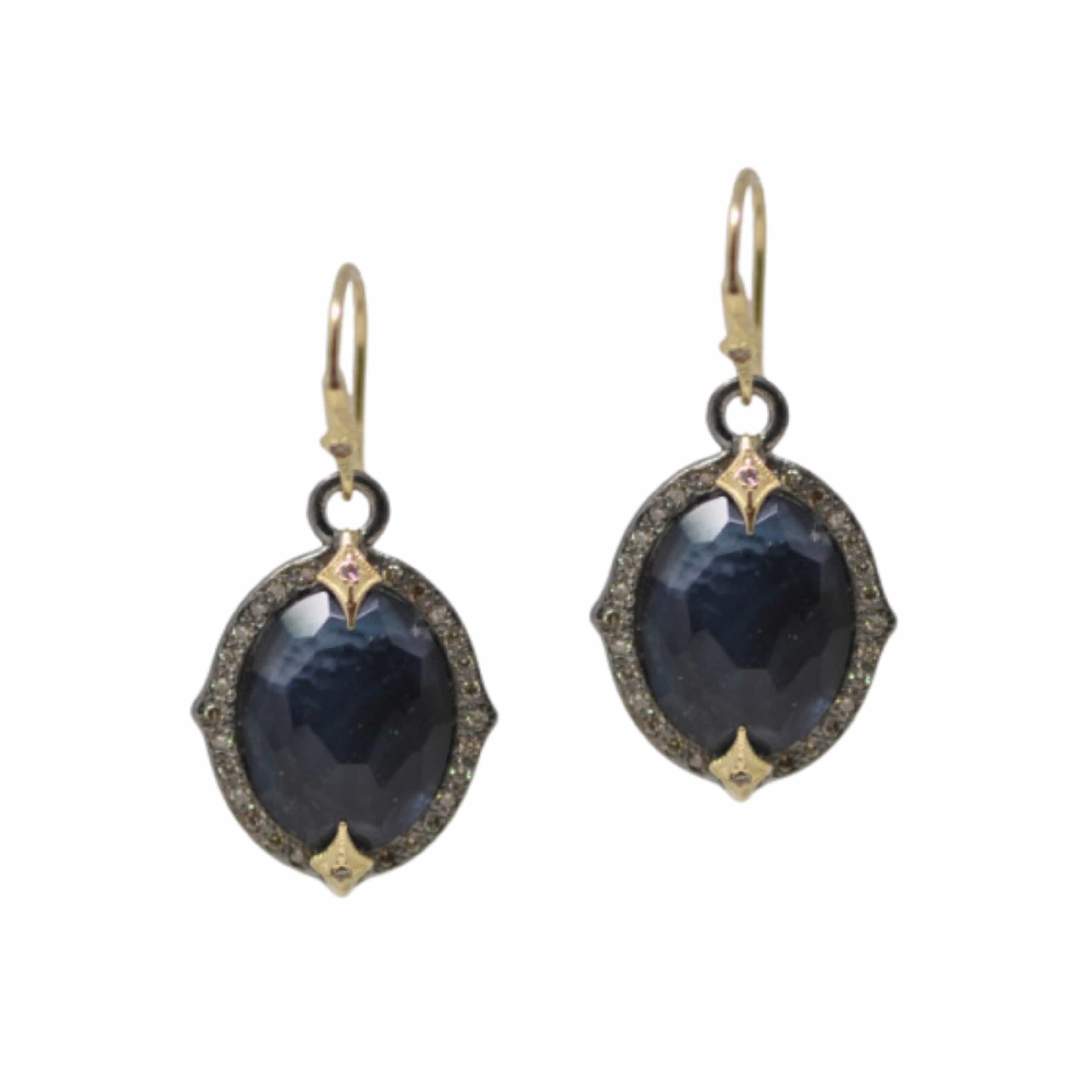 Armenta Sterling Silver Black Onyx Mother of Pearl Drop Earrings