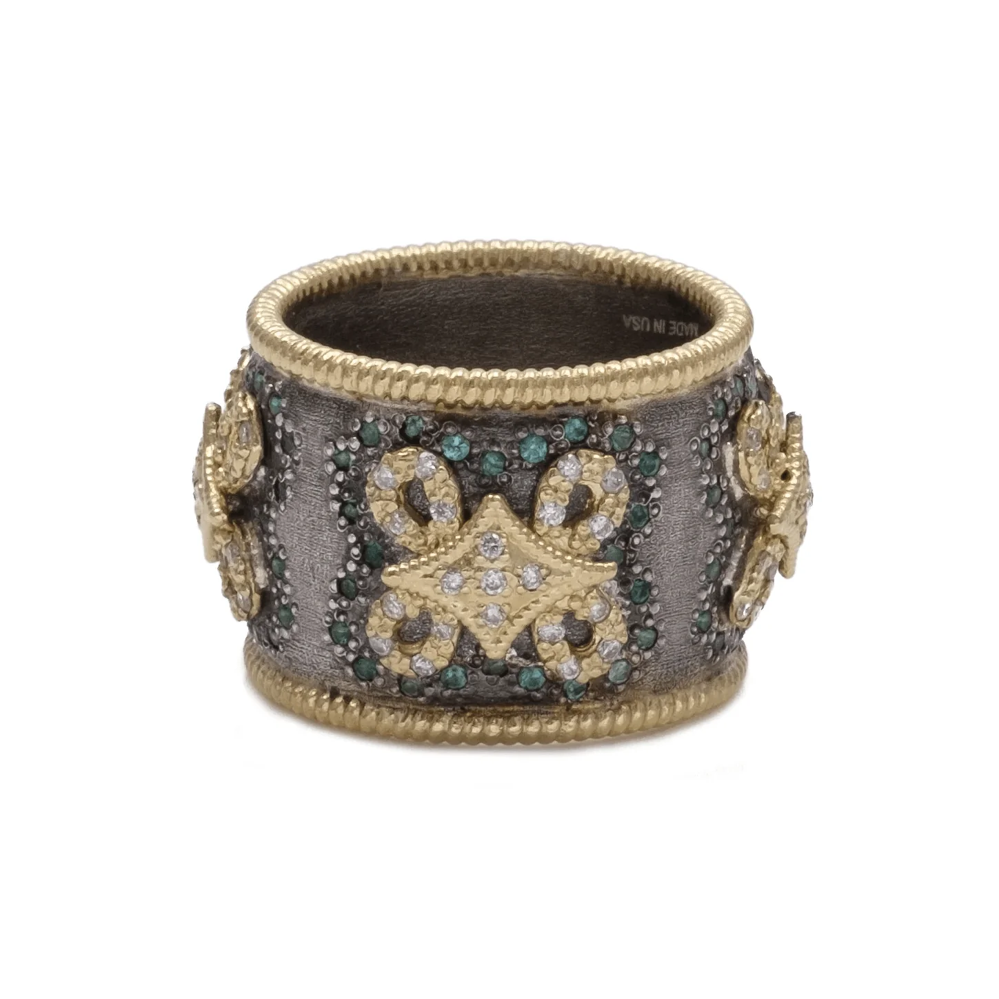Armenta Sterling Silver Blue Green Tourmaline Wide Band