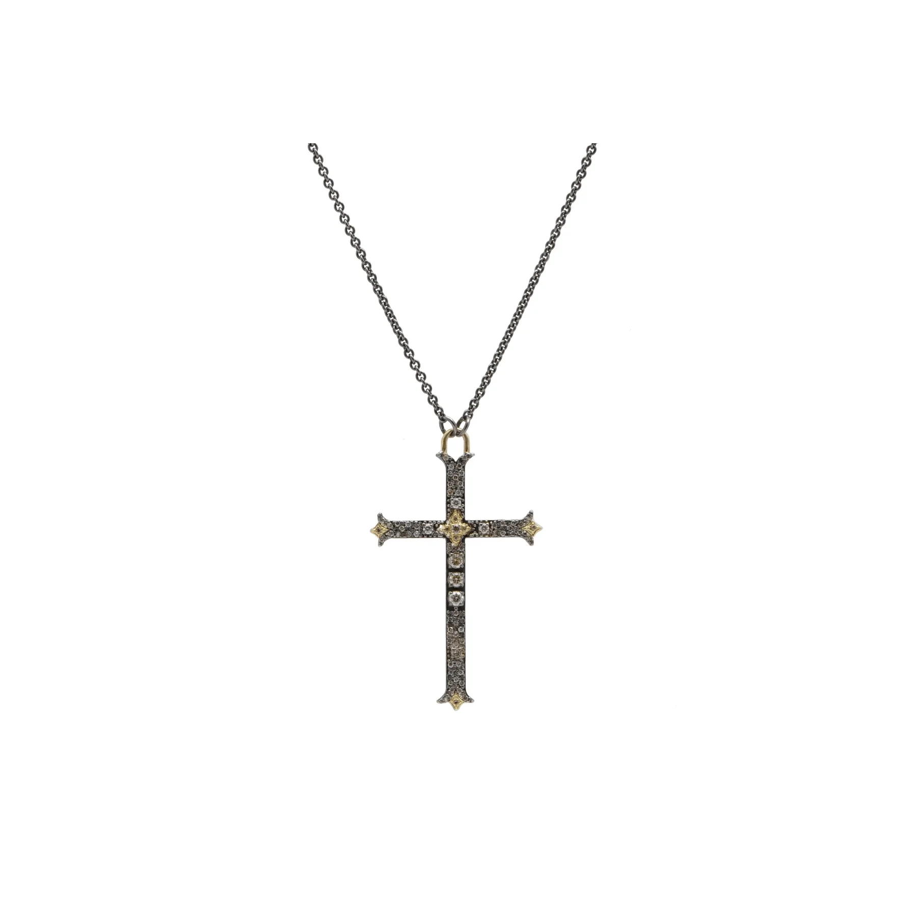 Armenta Sterling Silver Champagne Diamond Crivelli Cross Pendant