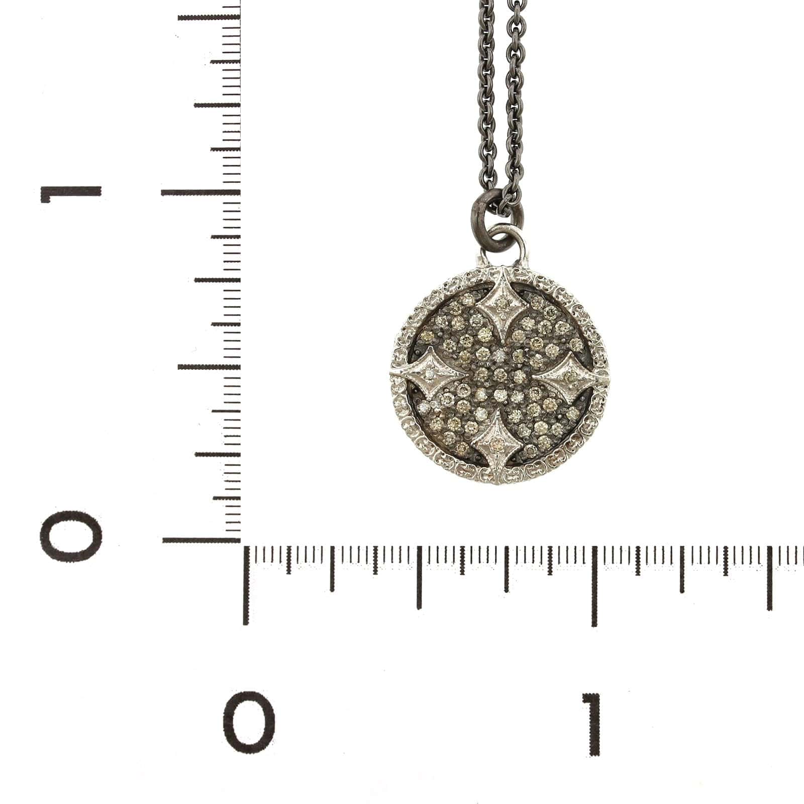 Armenta Sterling Silver Champagne Diamond Disc Necklace - Image 2