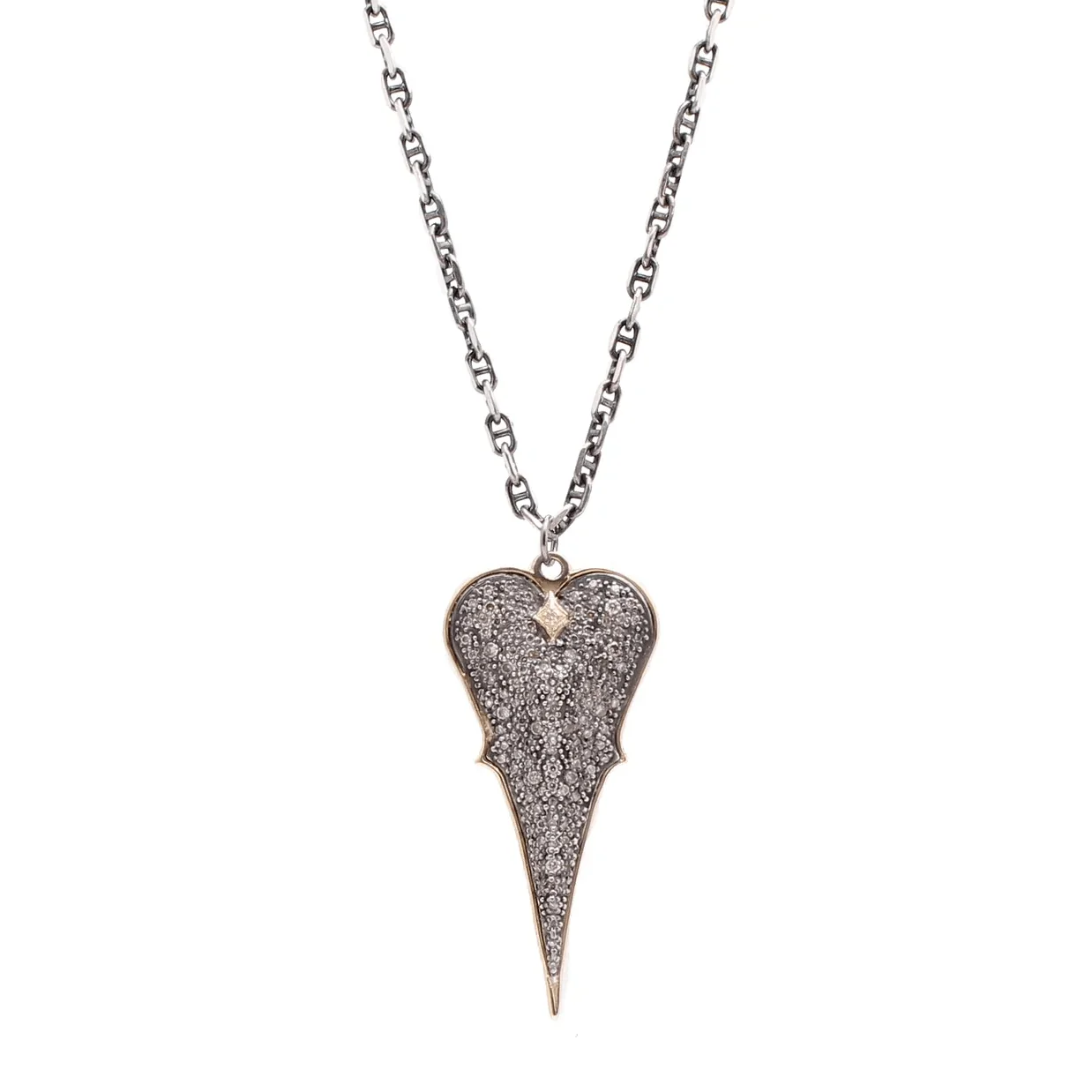 Armenta Sterling Silver Champagne Diamond Heart Pendant