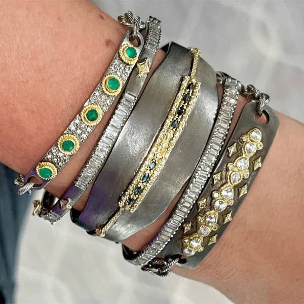 Armenta Sterling Silver Green Tourmaline Wide Cuff Bracelet - Image 2
