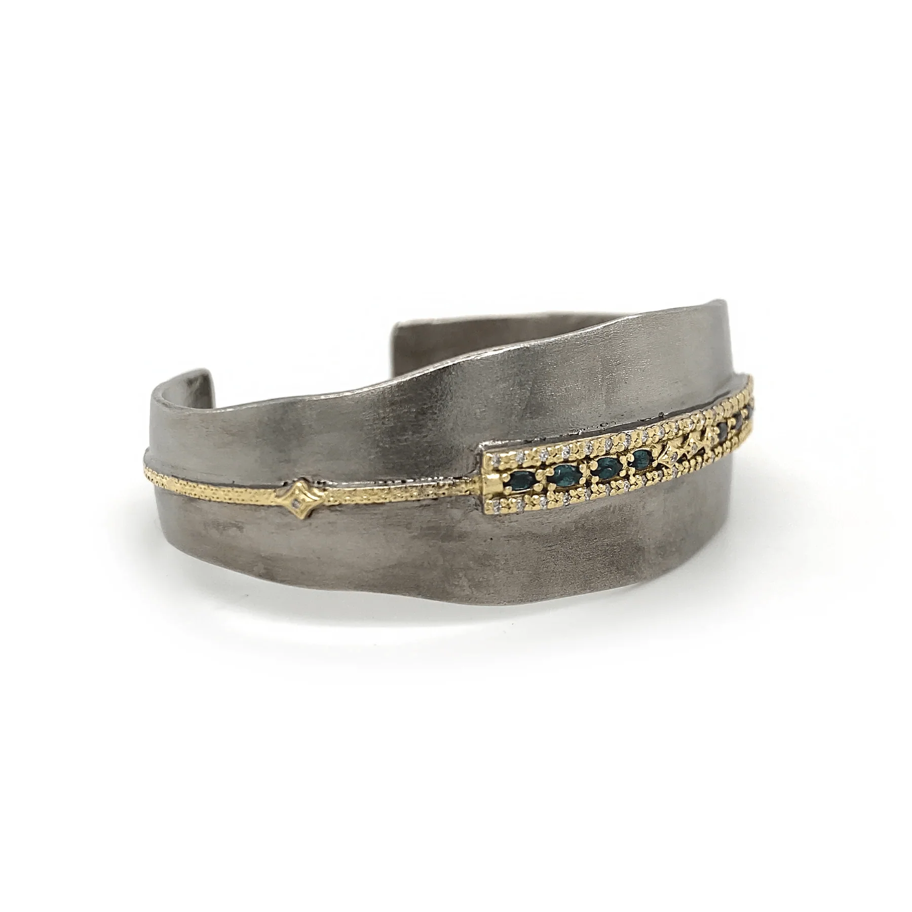 Armenta Sterling Silver Green Tourmaline Wide Cuff Bracelet - Image 3