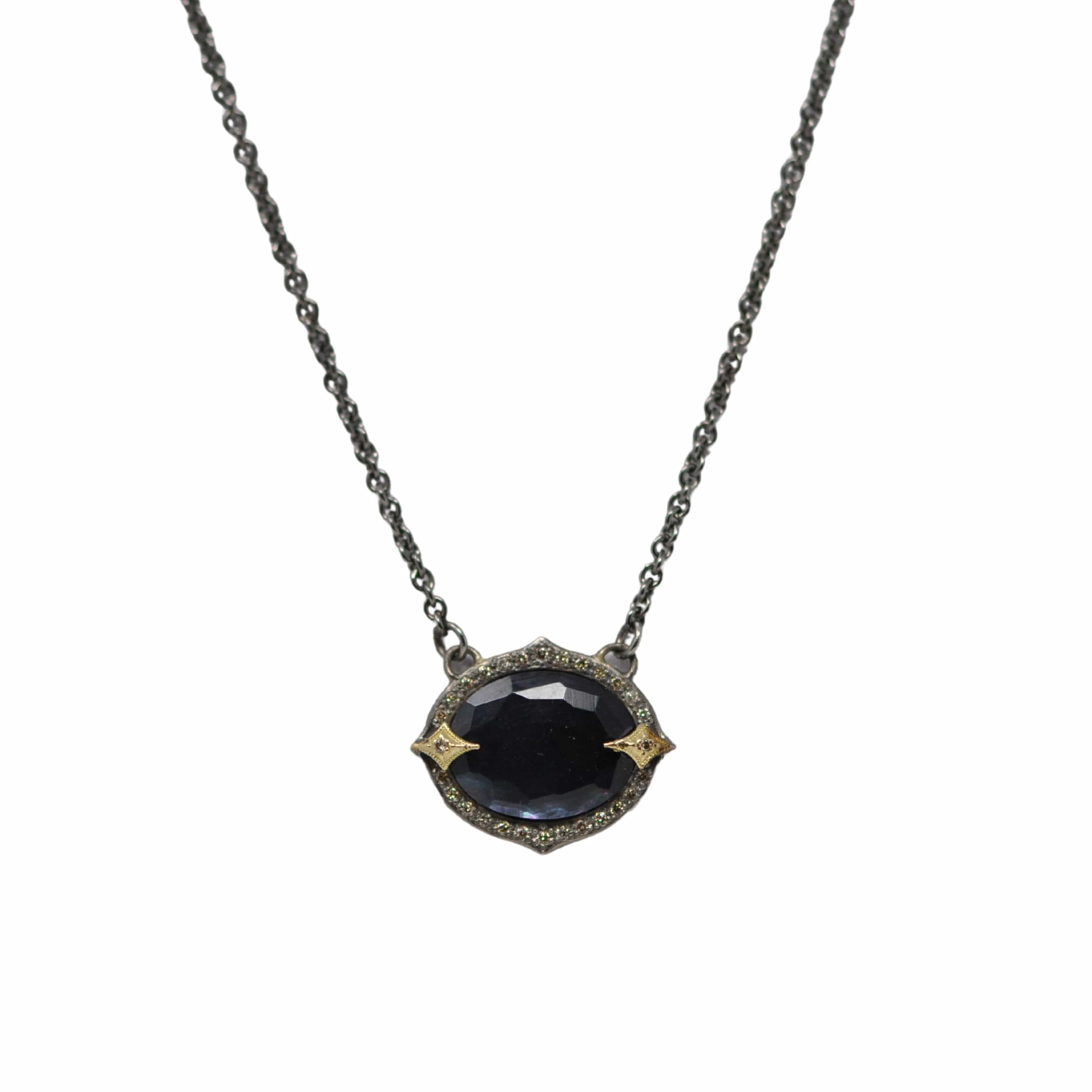 Armenta Sterling Silver Onyx Mother of Pearl Pendant