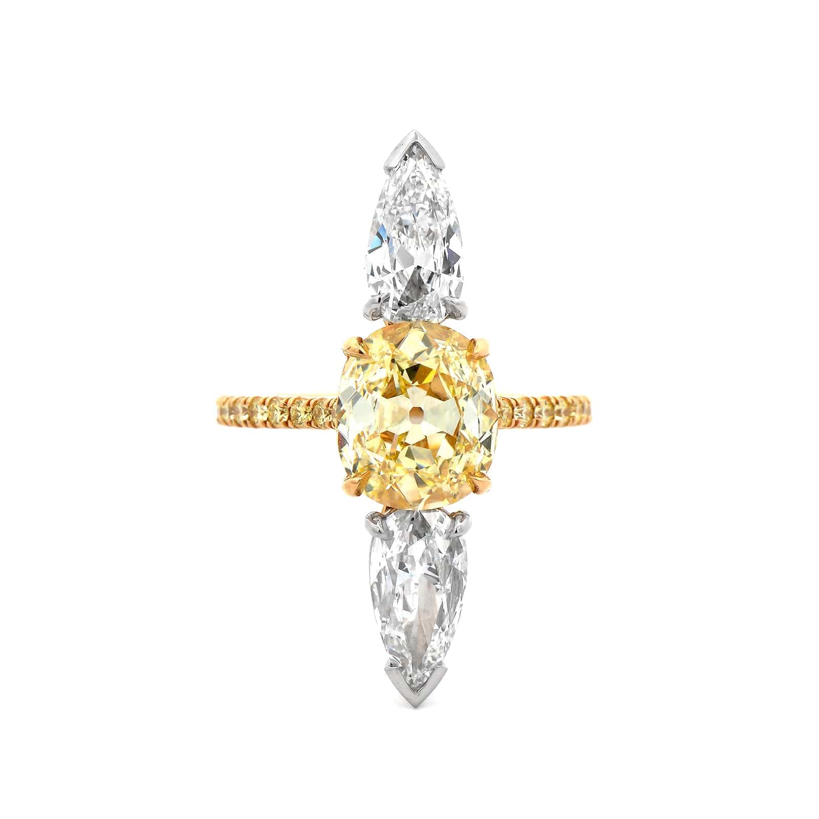Bayco 18K Yellow Gold and Platinum Fancy Yellow Diamond Ring - Image 4
