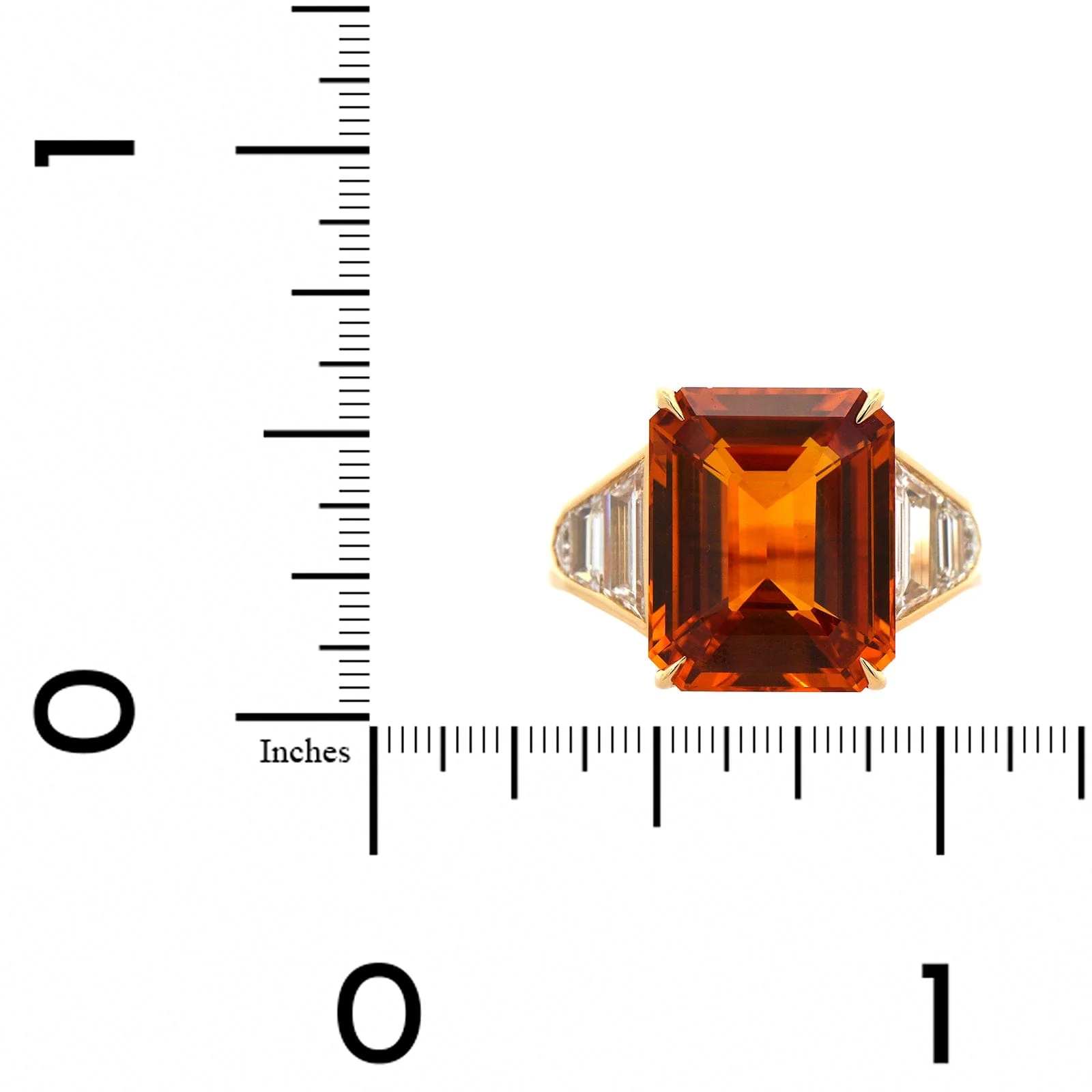 Bayco 18K Yellow Gold Emerald Cut Sapphire and Diamond Ring - Image 3