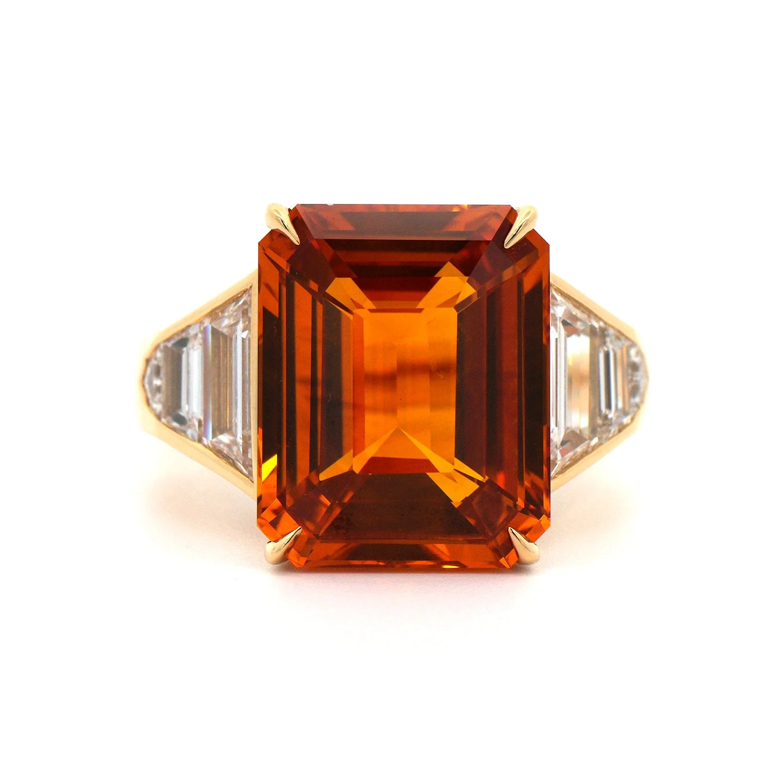 Bayco 18K Yellow Gold Emerald Cut Sapphire and Diamond Ring - Image 4