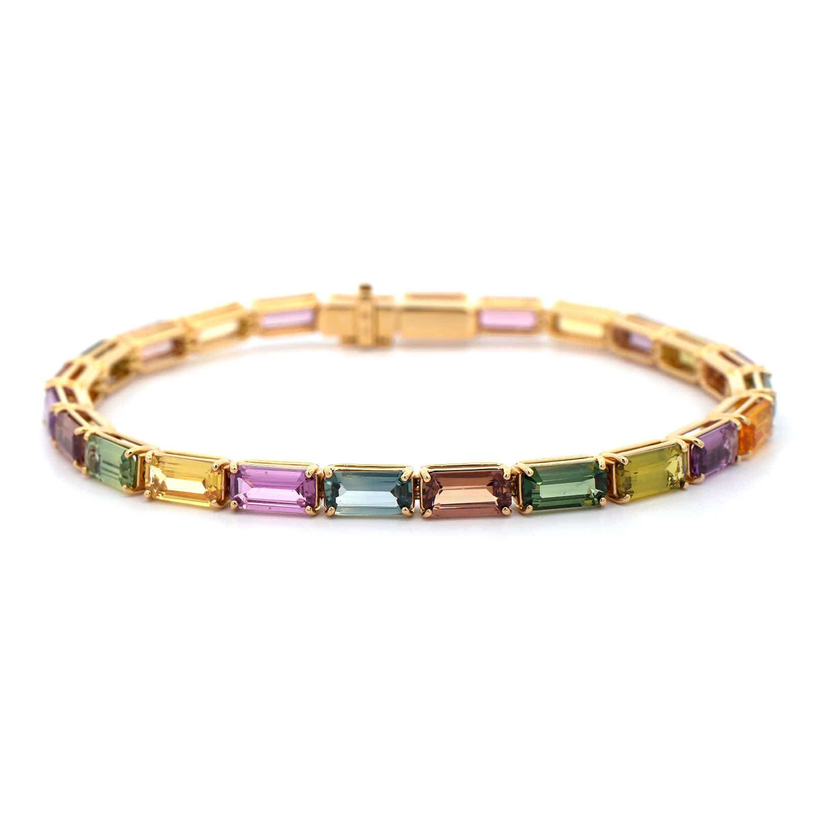 Bayco 18K Yellow Gold Emerald Cut Sapphire Bracelet - Image 4