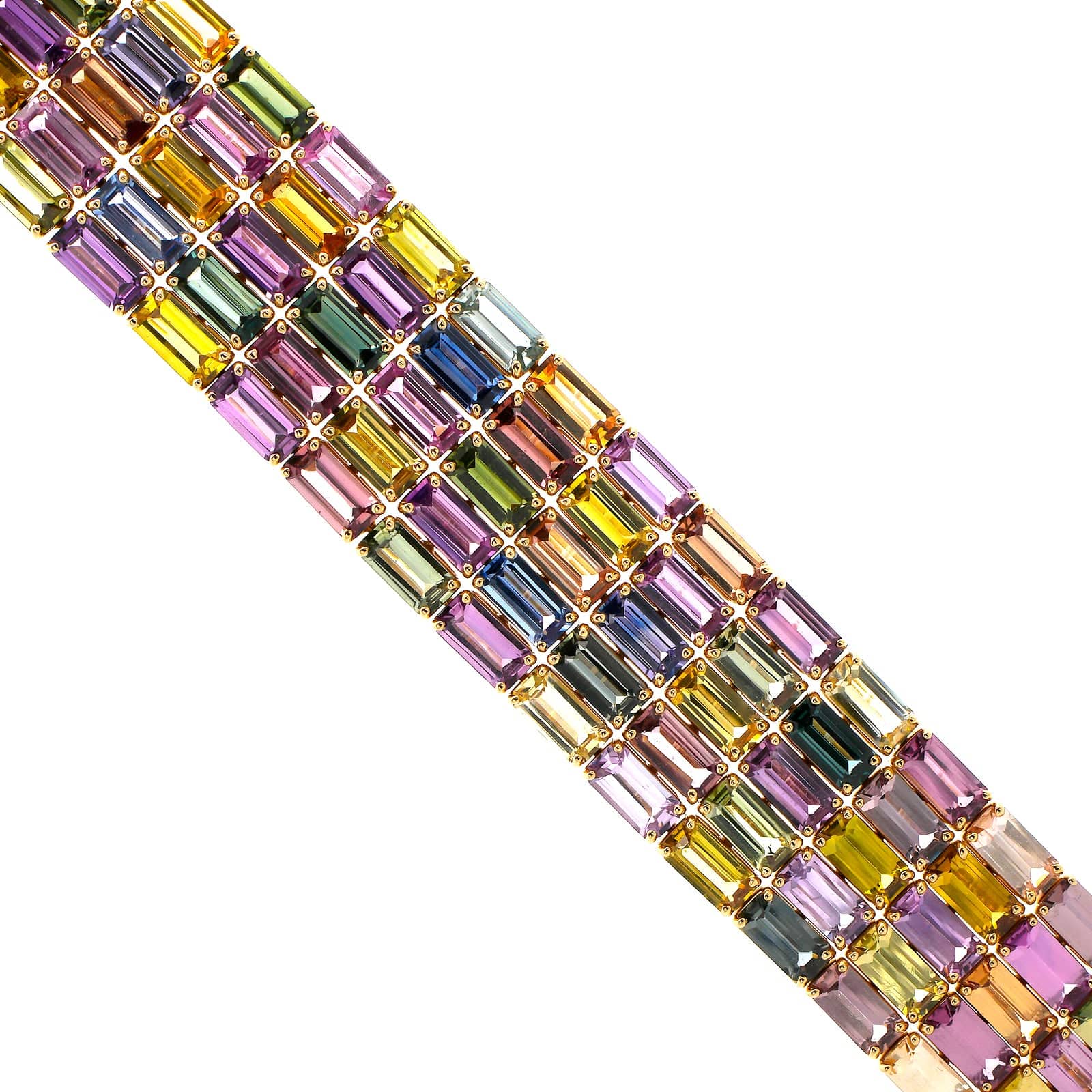 Bayco 18K Yellow Gold Emerald Cut Sapphire Bracelet - Image 2