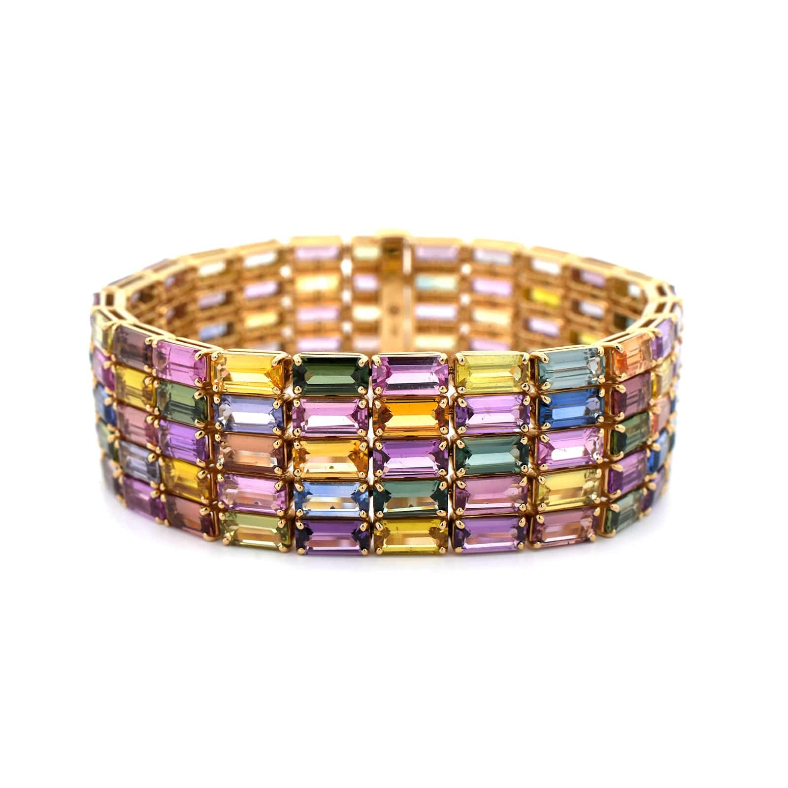 Bayco 18K Yellow Gold Emerald Cut Sapphire Bracelet - Image 4