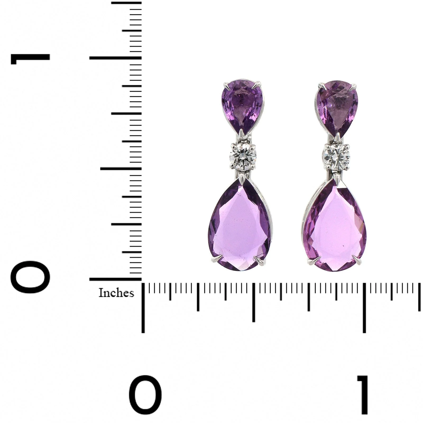 Bayco Platinum Diamond and Purple Sapphire Dangle Drop Earrings - Image 2