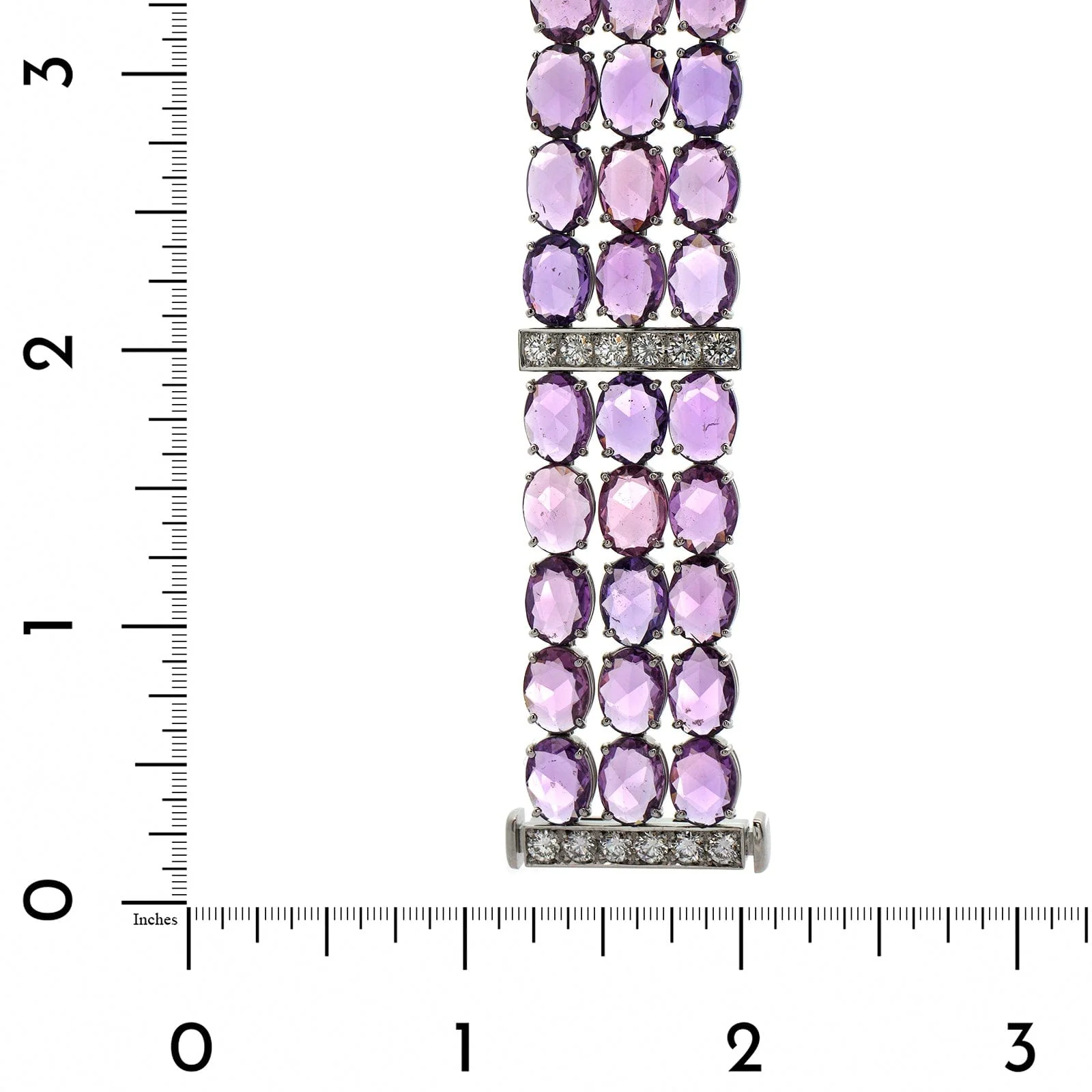 Bayco Platinum Diamond and Rose Cut Purple Sapphire Bracelet - Image 3