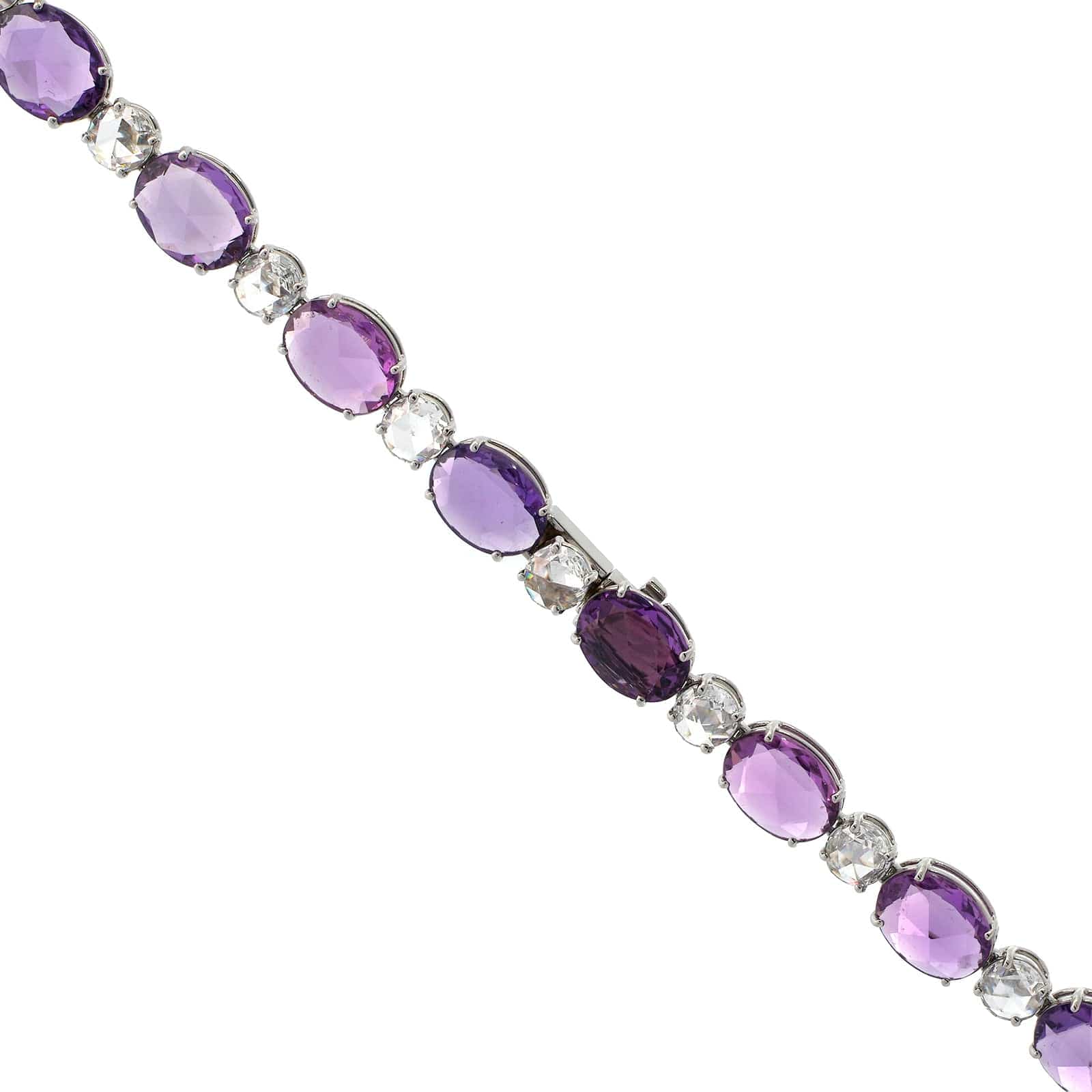 Bayco Platinum Diamond and Rose Cut Purple Sapphire Necklace - Image 3