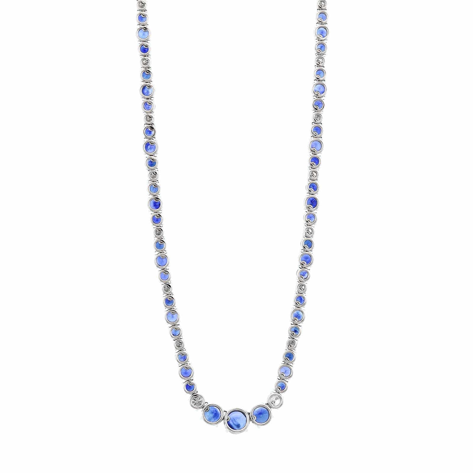 Bayco Platinum Diamond and Round Sapphire Necklace - Image 2