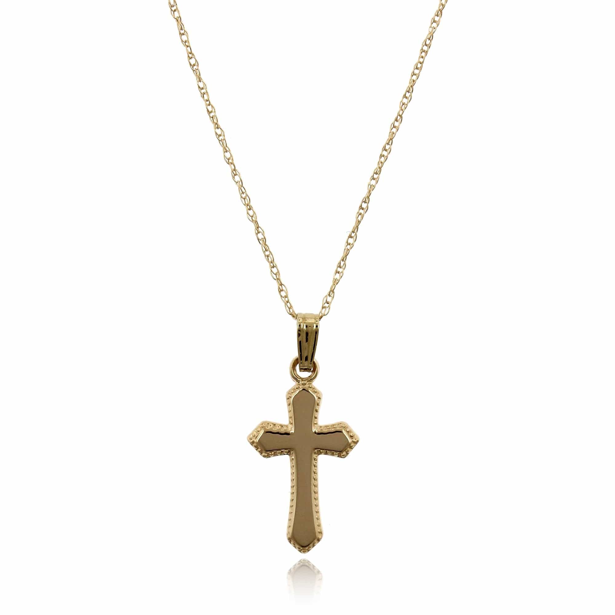 14K Yellow Gold Child's Cross Necklace - Image 3
