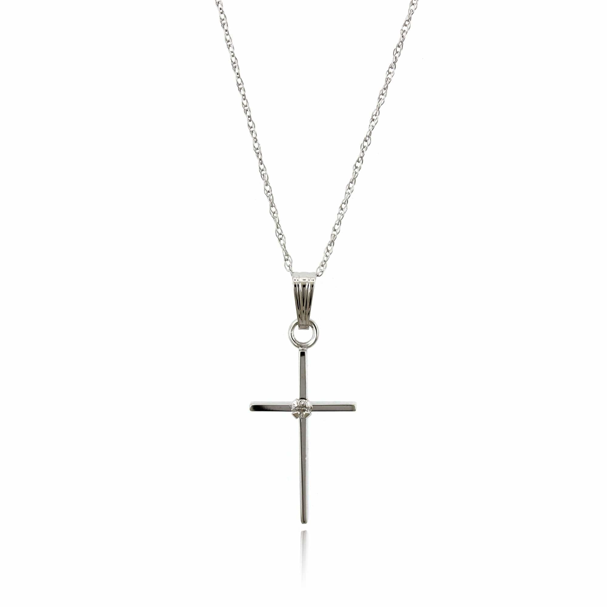 14K White Gold Child's Cross Necklace