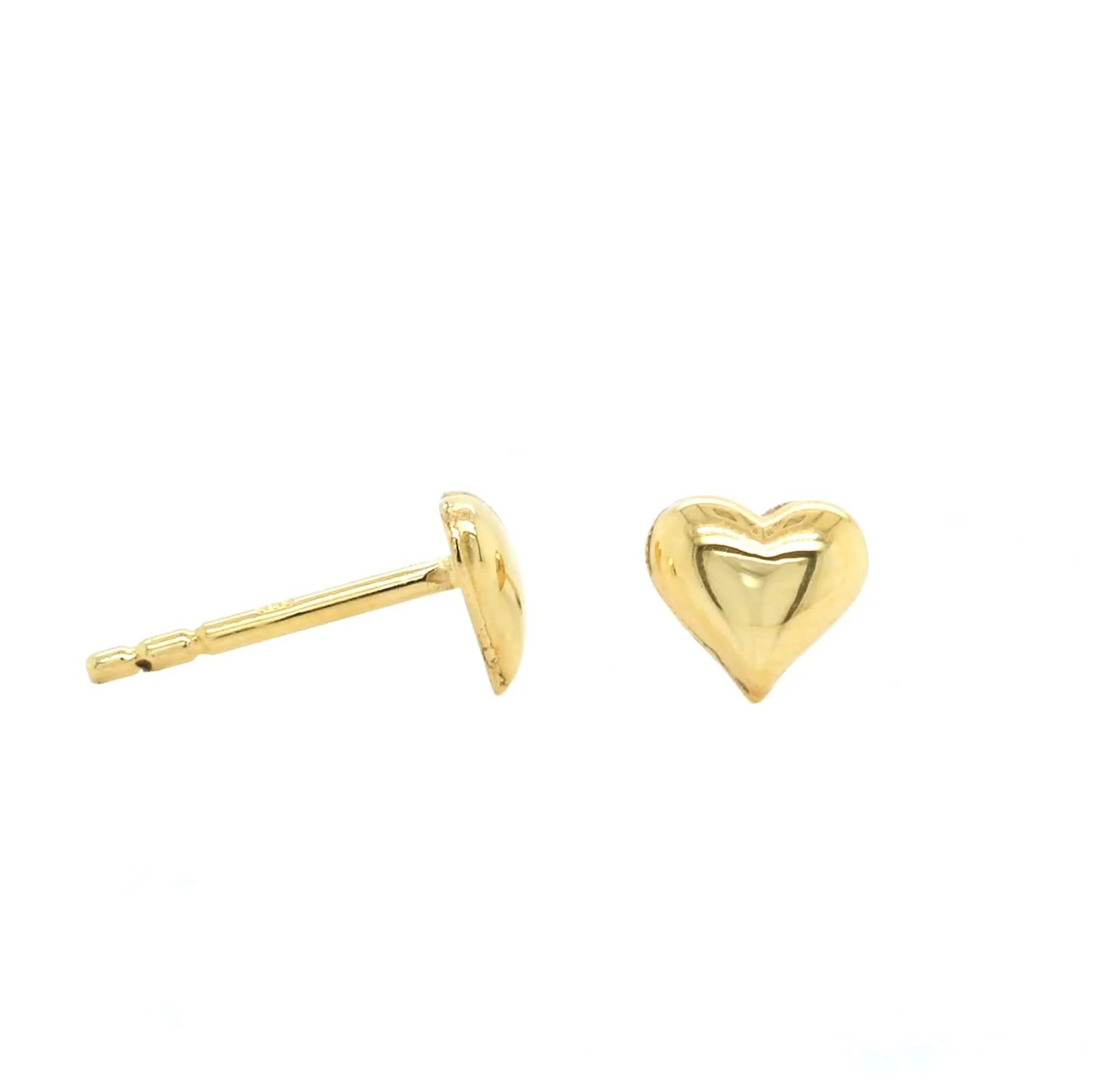 14K Yellow Gold Puff Heart Earrings