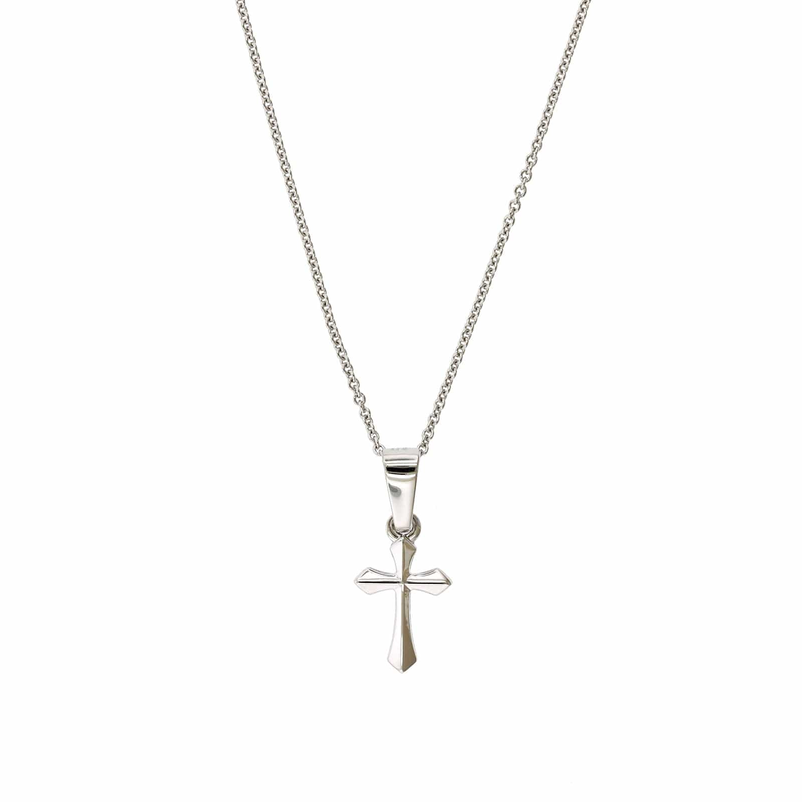 14K White Gold Cross Pendant