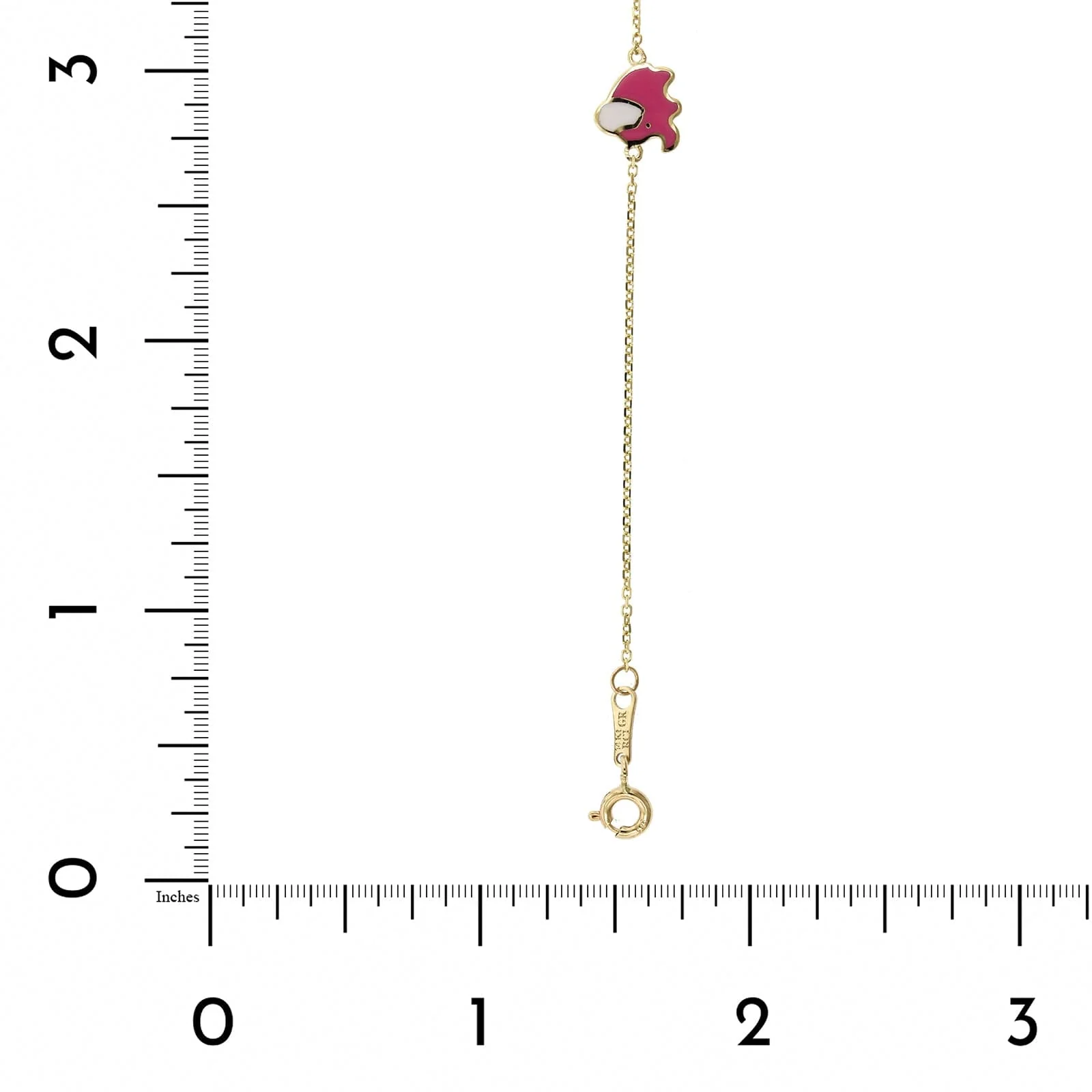 14K Yellow Gold Elephant Pink Enamel Bracelet - Image 3
