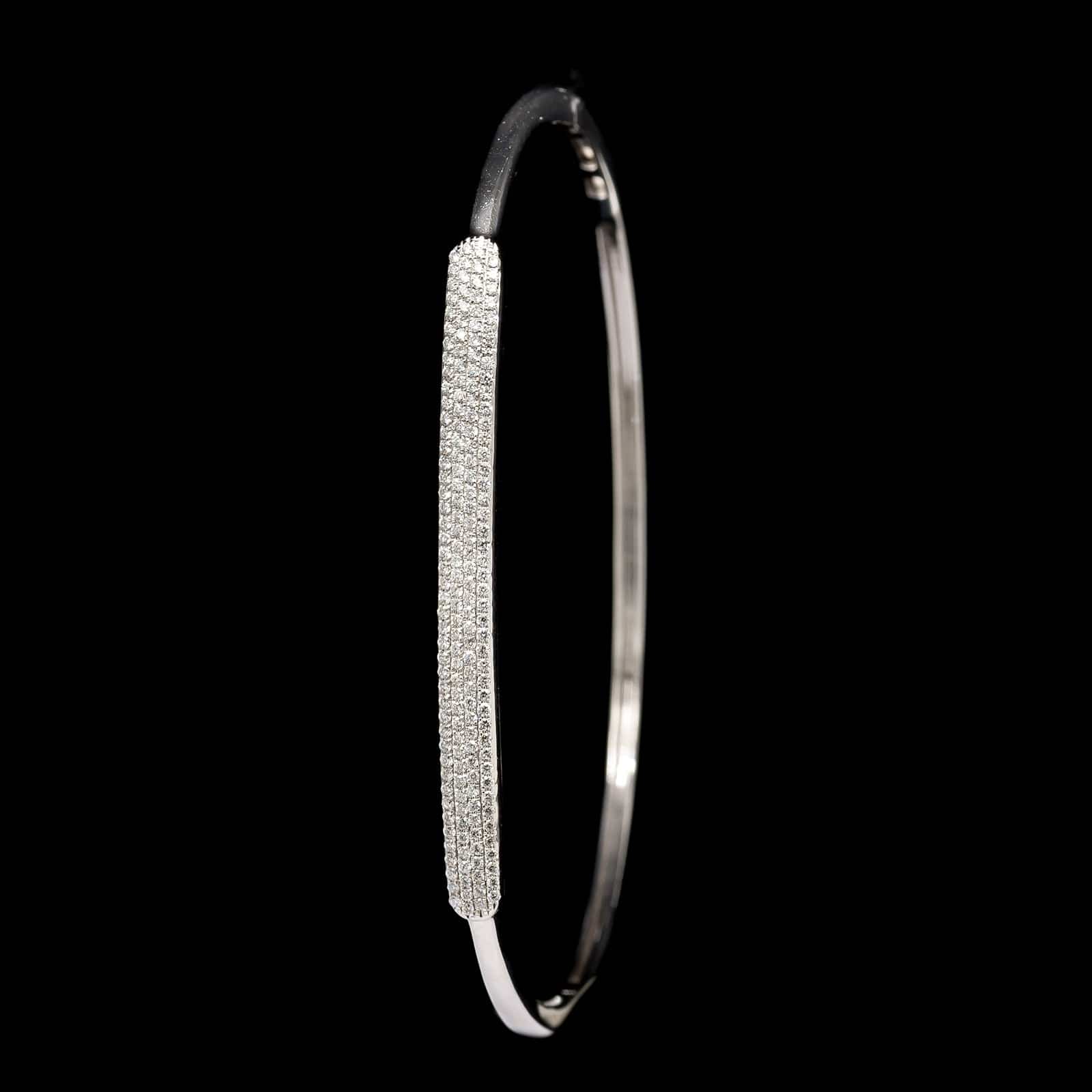 Bony Levy 18K White Gold Estate Diamond Pave Bangle Bracelet - Image 2