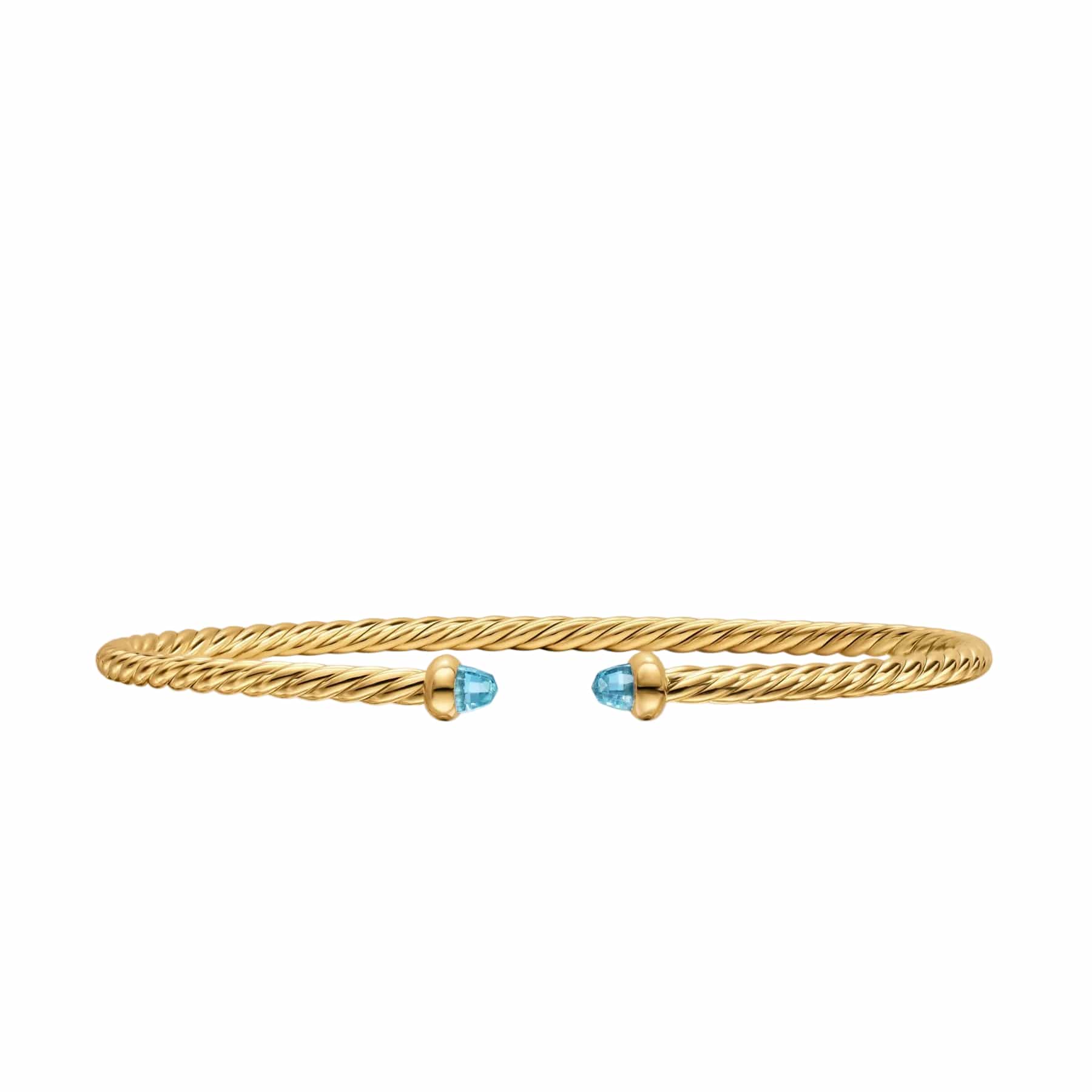Micro Cablespira® Flex Bracelet 18K Yellow Gold with Blue Topaz, 2.6mm