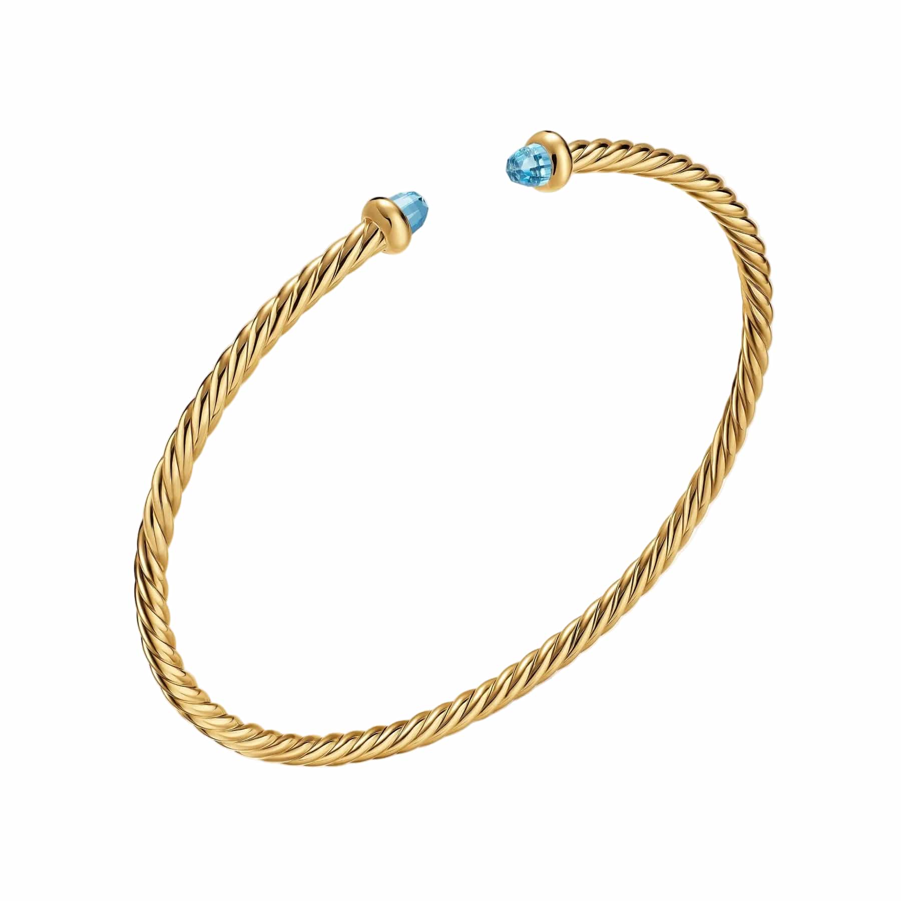 Micro Cablespira® Flex Bracelet 18K Yellow Gold with Blue Topaz, 2.6mm - Image 2