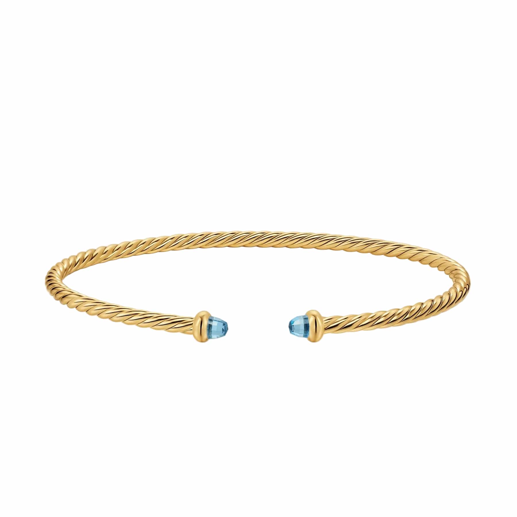 Micro Cablespira® Flex Bracelet 18K Yellow Gold with Blue Topaz, 2.6mm - Image 3