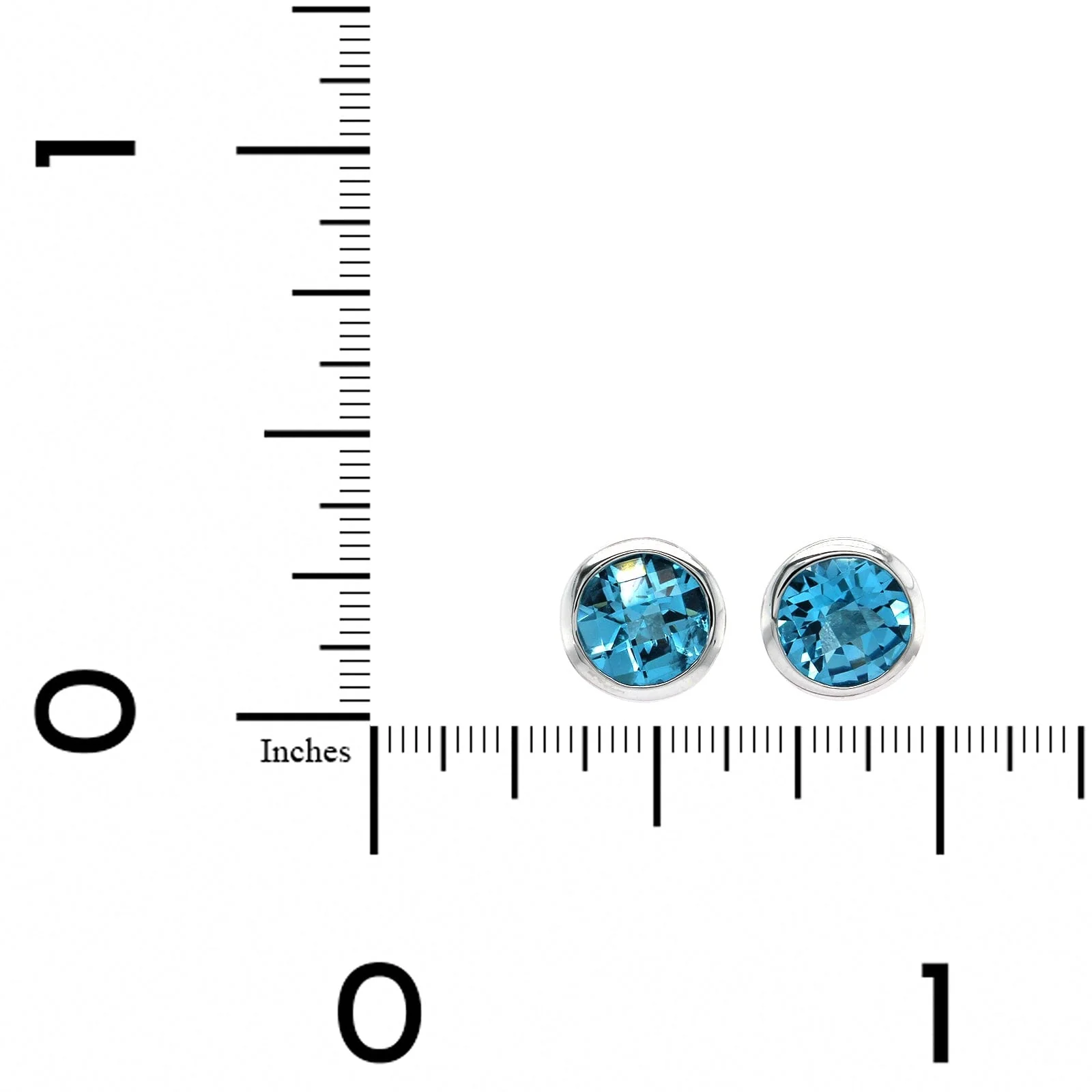 14K White Gold Blue Topaz Stud Earrings - Image 2