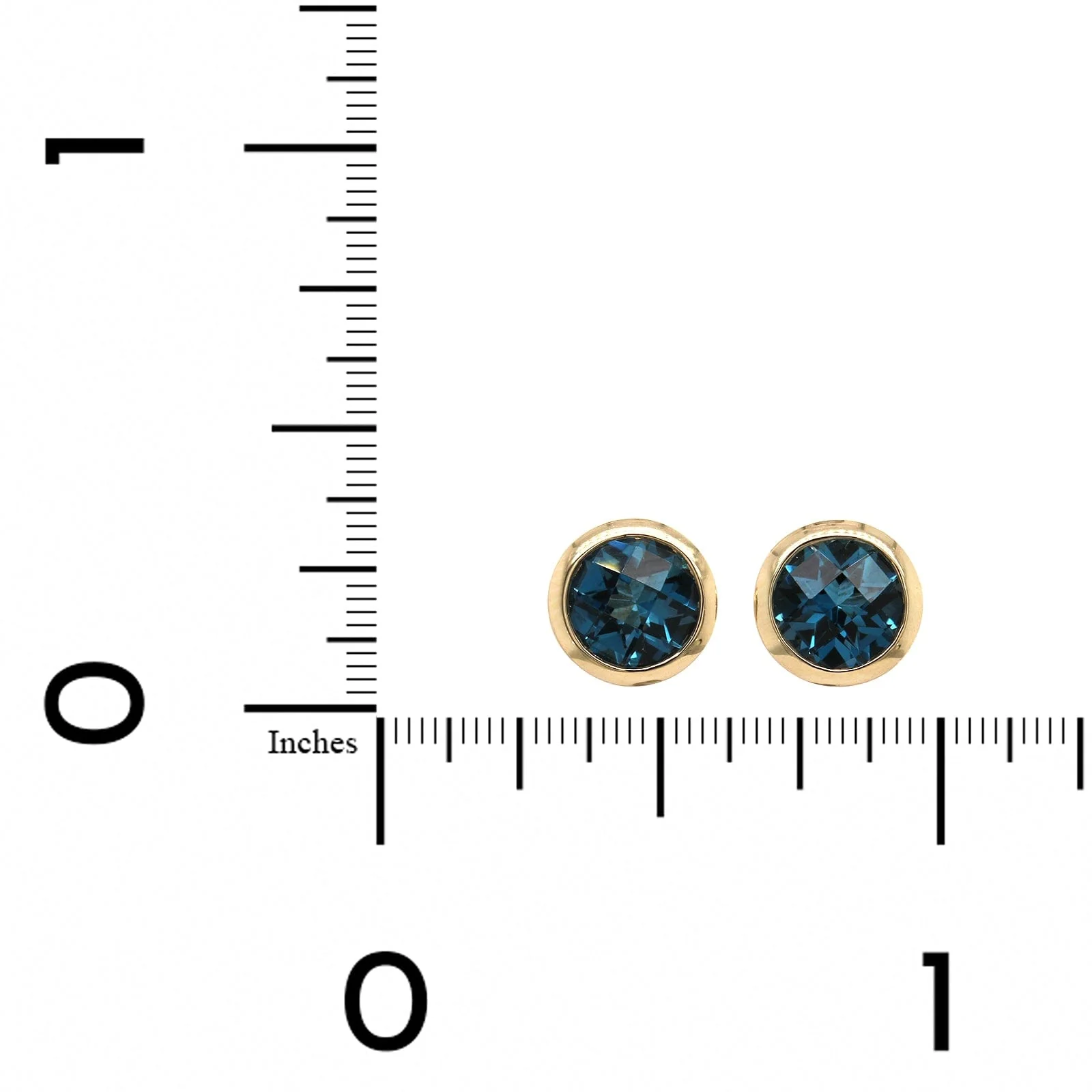 14K Yellow Gold Blue Topaz Stud Earrings - Image 2