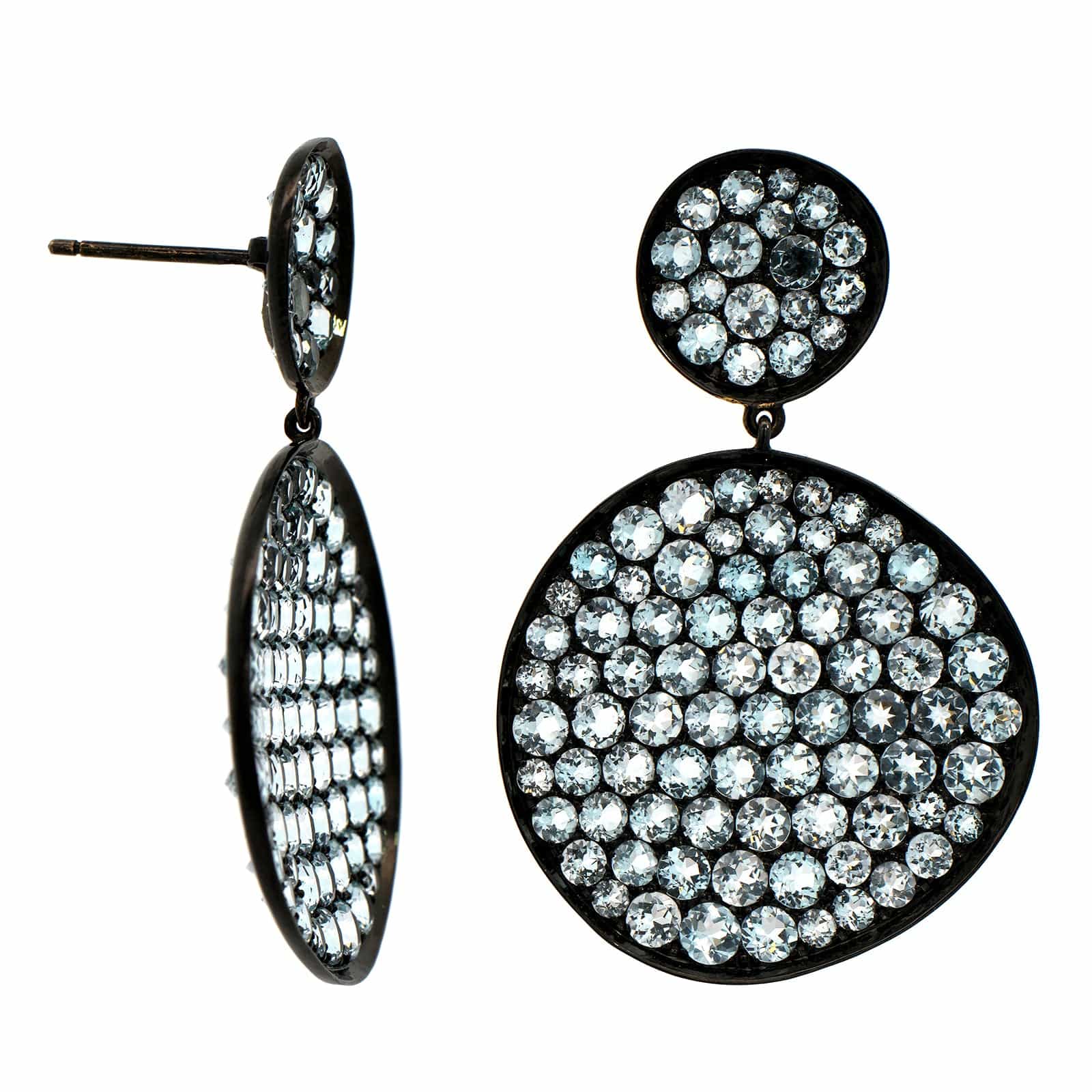 Etho Maria 18K Yellow Gold Blue Topaz and Black Rhodium Drop Earrings - Image 3
