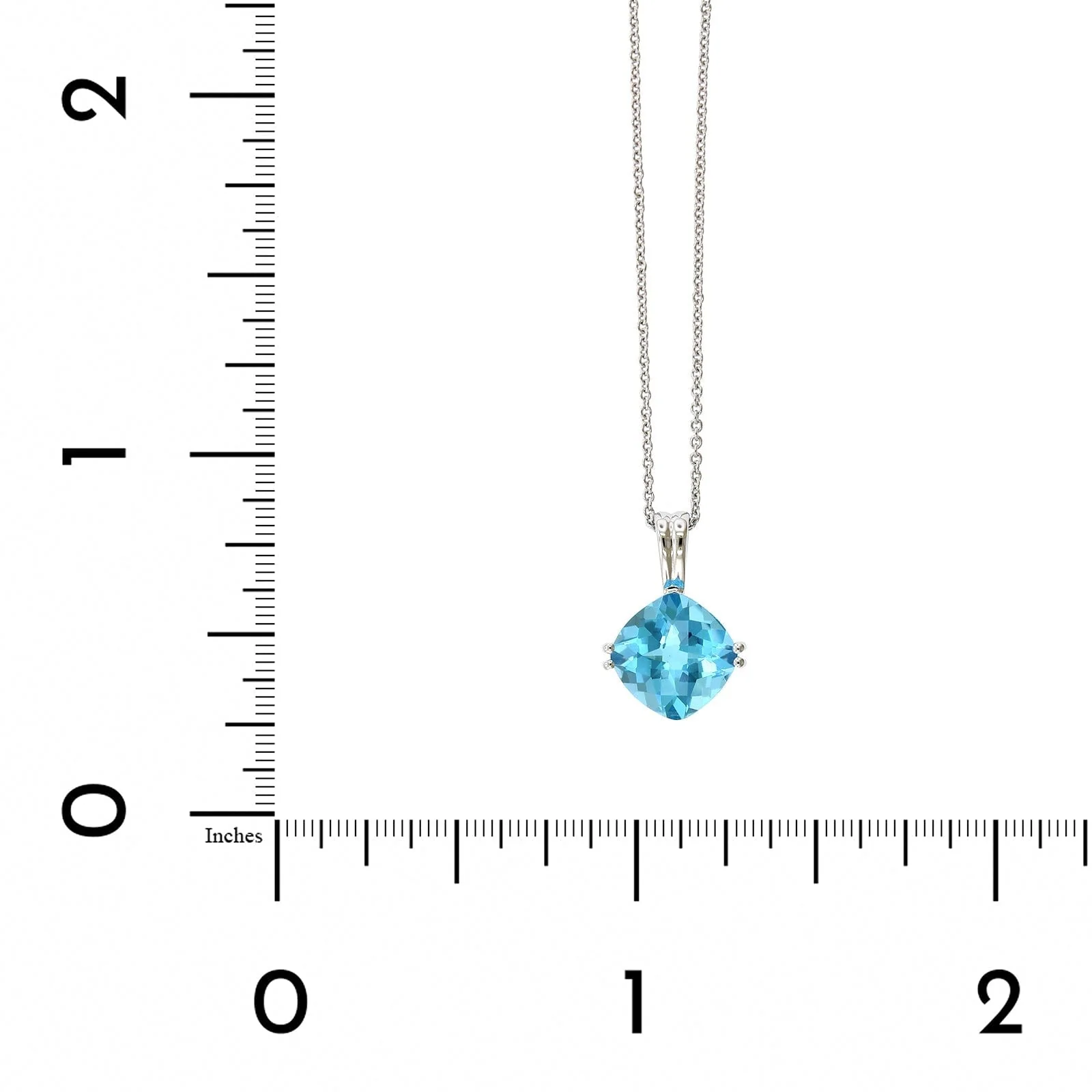 14K White Gold Cushion Blue Topaz Pendant - Image 4