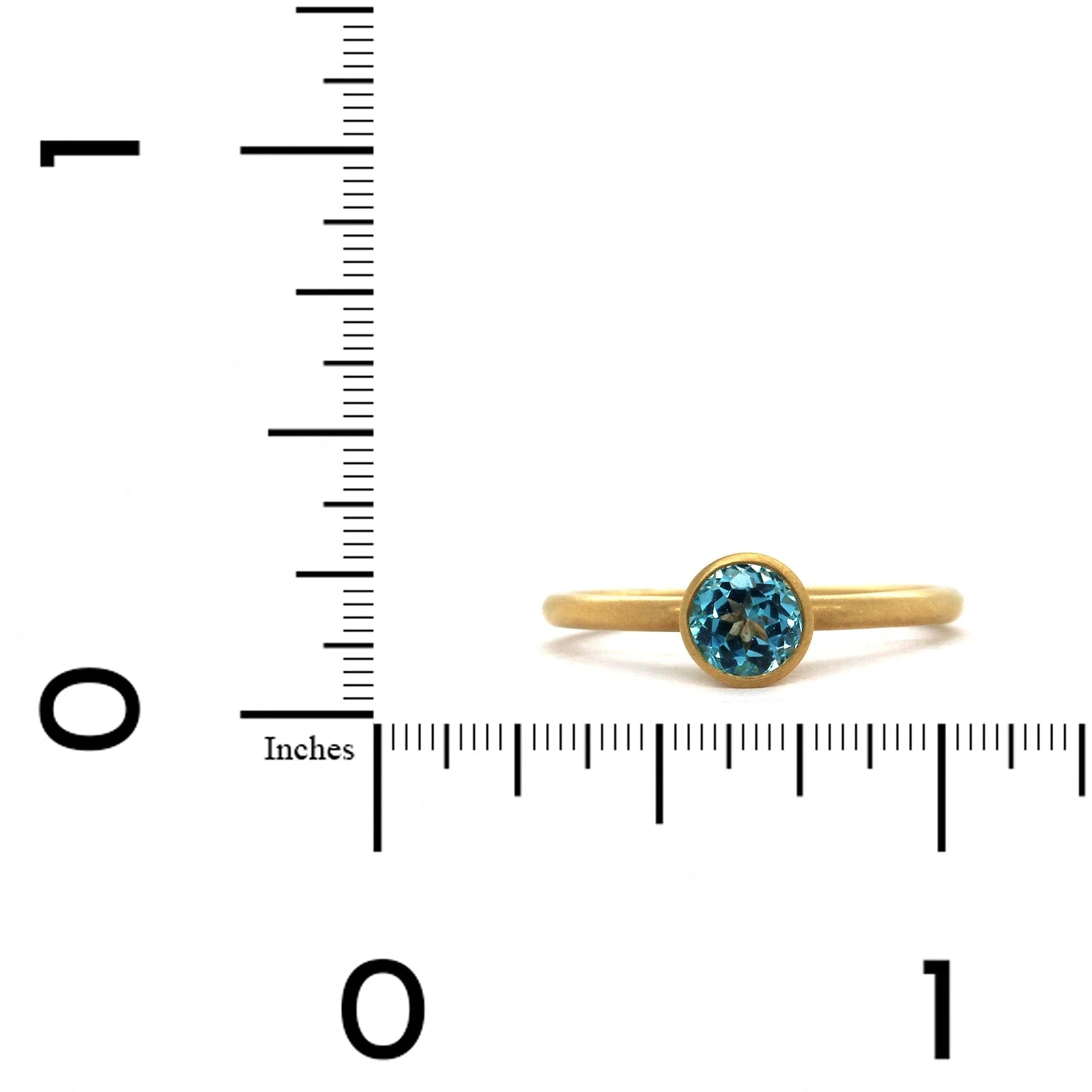 18K Yellow Gold Blue Topaz Bezel Set Ring - Image 3