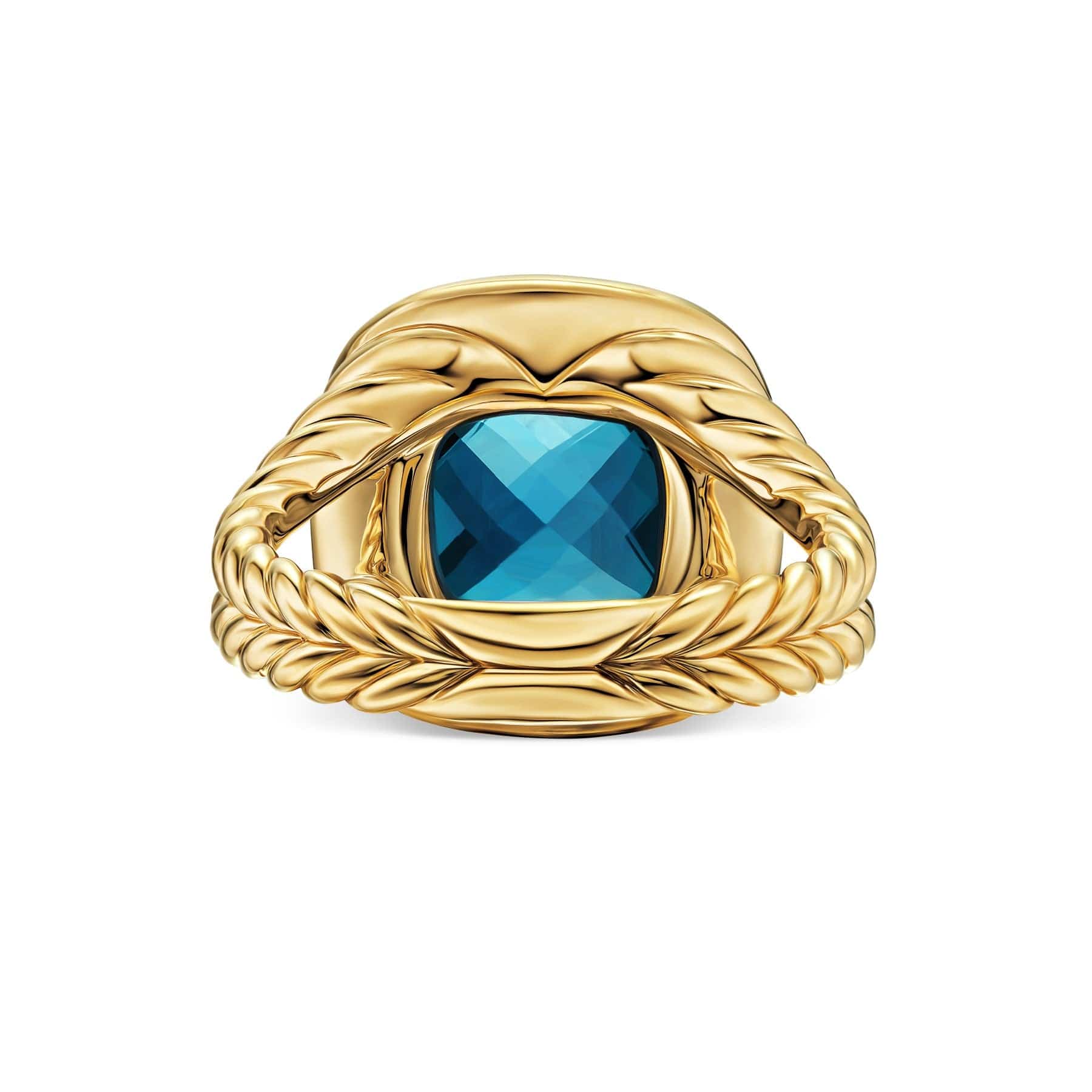 Albion® Ring 18K Yellow Gold with Hampton Blue Topaz and Diamonds, 11mm - Image 4