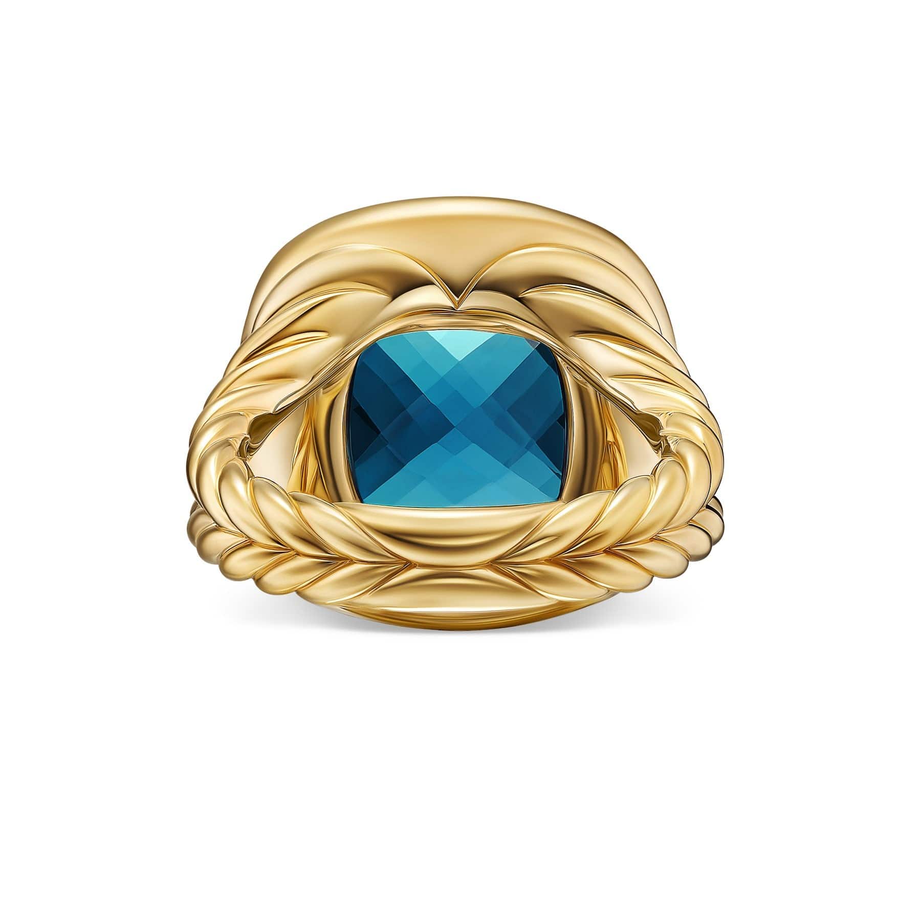 Albion® Ring 18K Yellow Gold with Hampton Blue Topaz and Diamonds, 15mm - Image 4