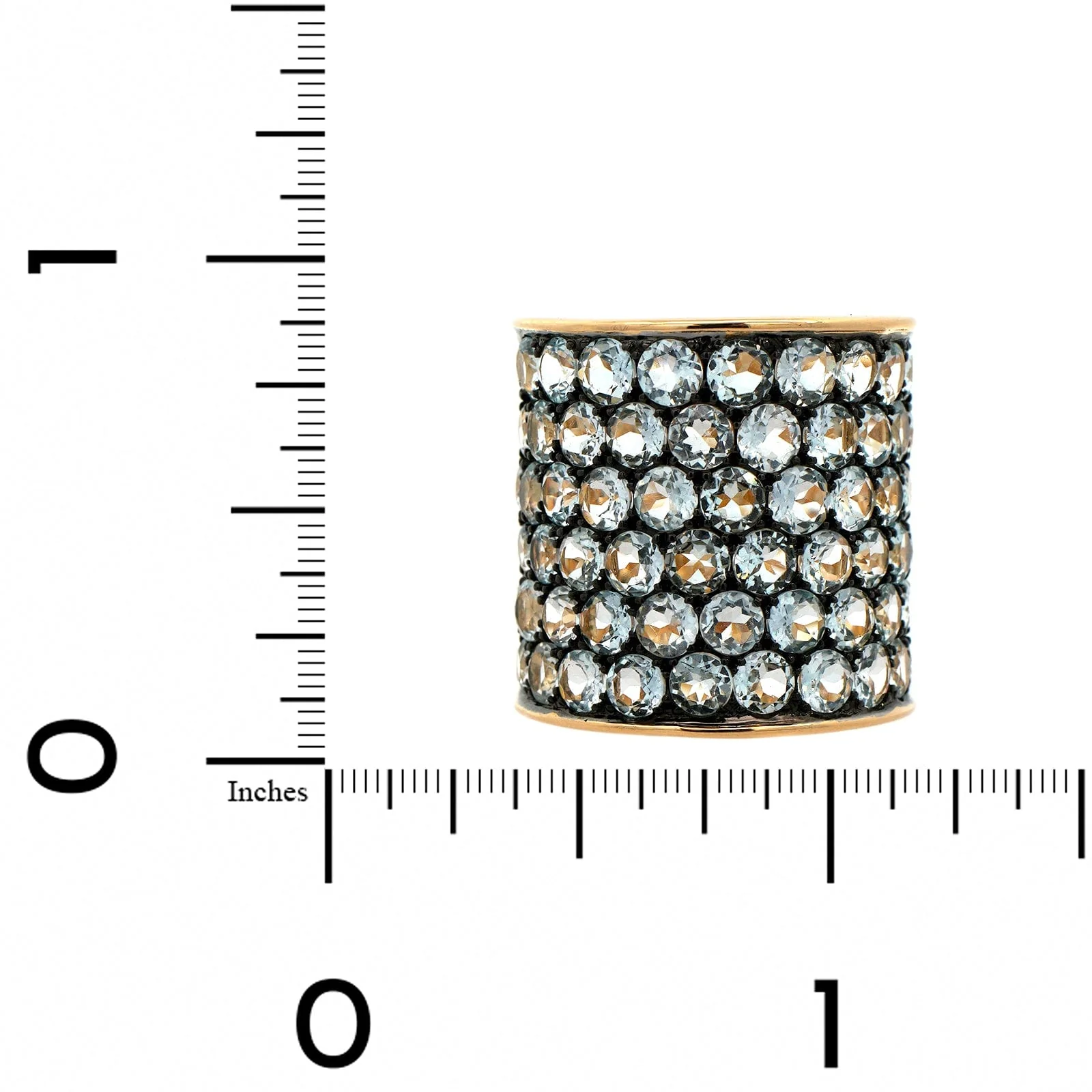 Etho Maria 18K Yellow Gold Blue Topaz and Black Rhodium 6 Row Ring - Image 3