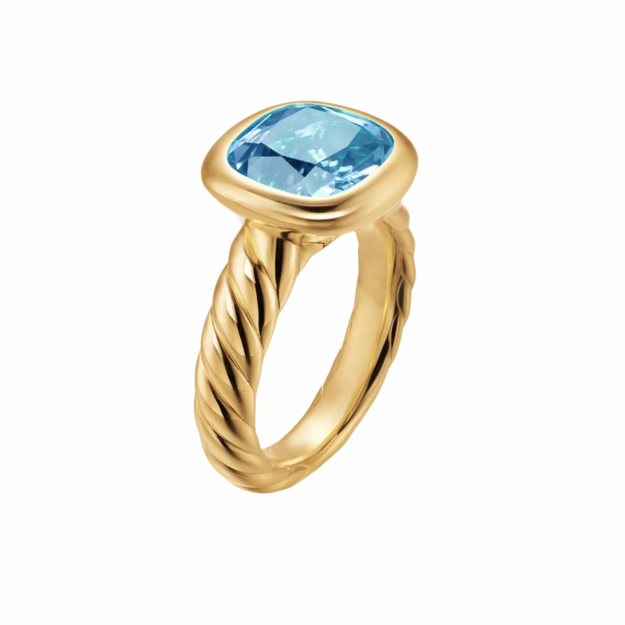 DY Mercer® Stone Ring 18K Yellow Gold with Sky Blue Topaz, 10mm - Image 2
