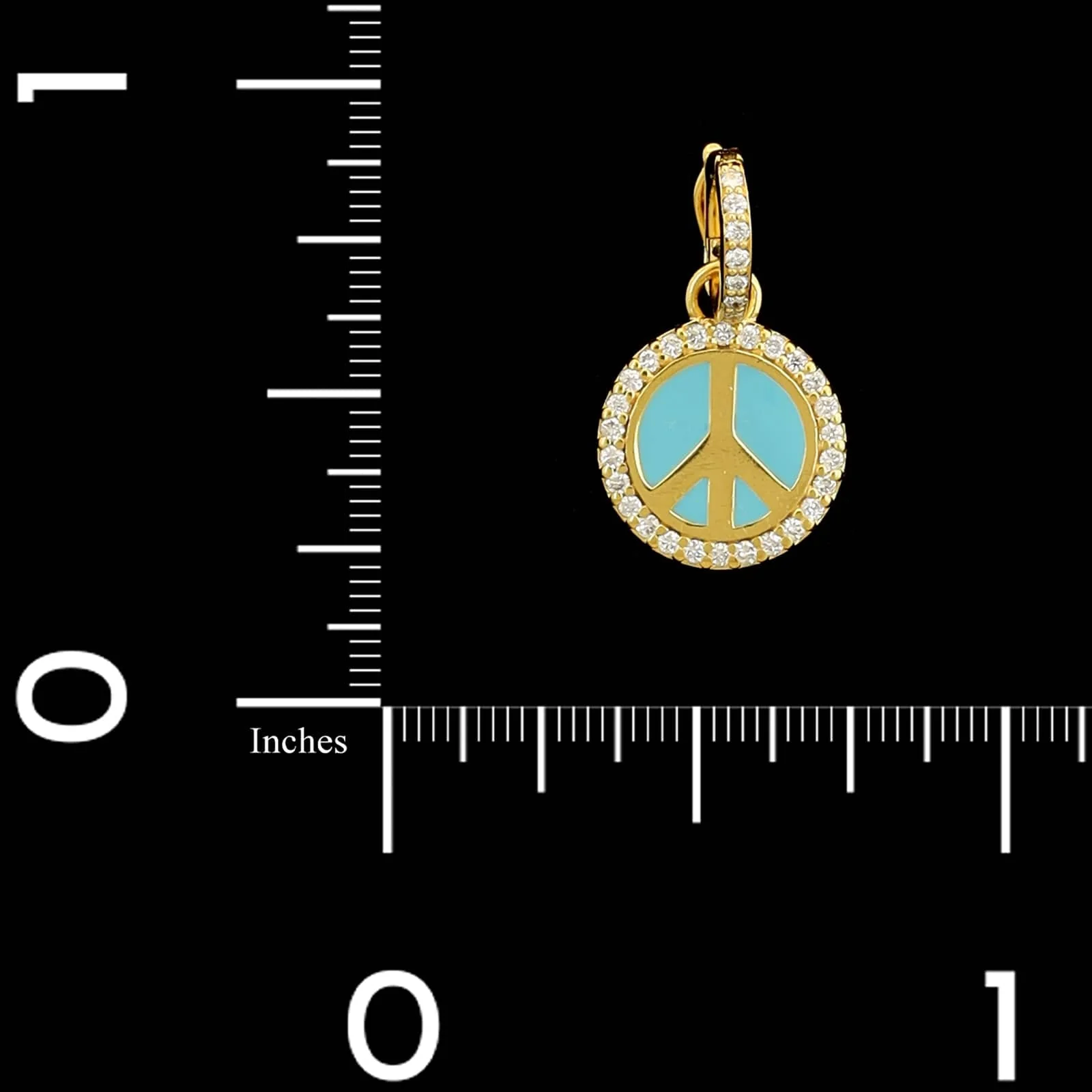 Buddha Mama 20K Yellow Gold Estate Diamond and Enamel Peace Symbol Pendant - Image 3