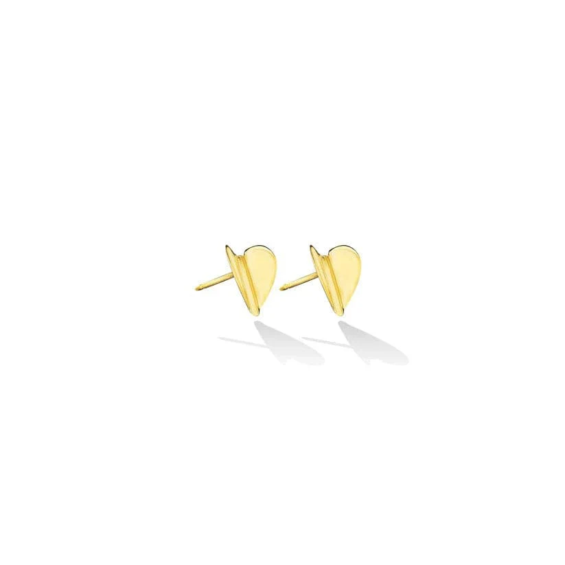 CADAR 18K Yellow Gold Folded Wings of Love Heart Stud Earrings - Image 2
