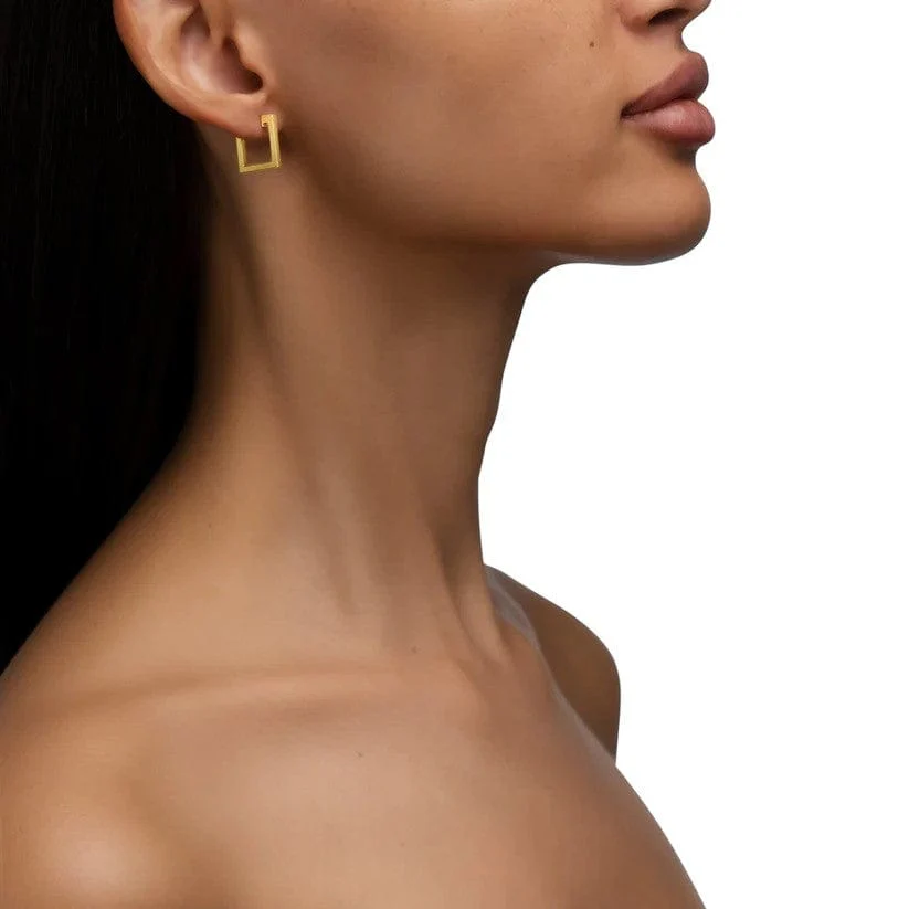 CADAR 18K Yellow Gold Foundation Square Hoop Earrings - Image 3