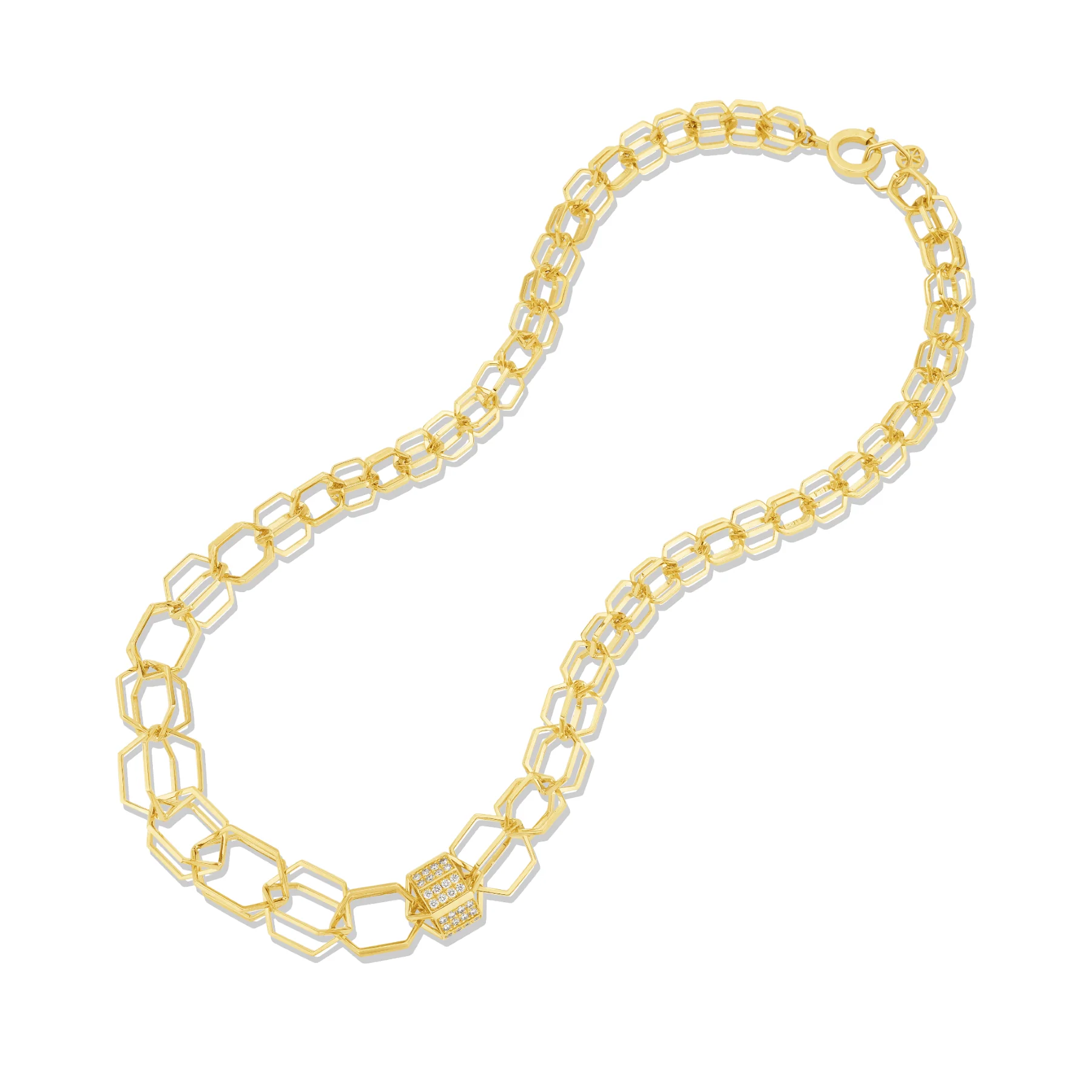 CADAR 18K Yellow Gold Graduated B Home Link Diamond Necklace