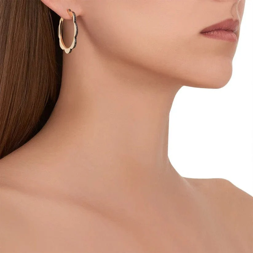 CADAR 18K Yellow Gold Triplet Diamond Hoop Earrings - Image 4