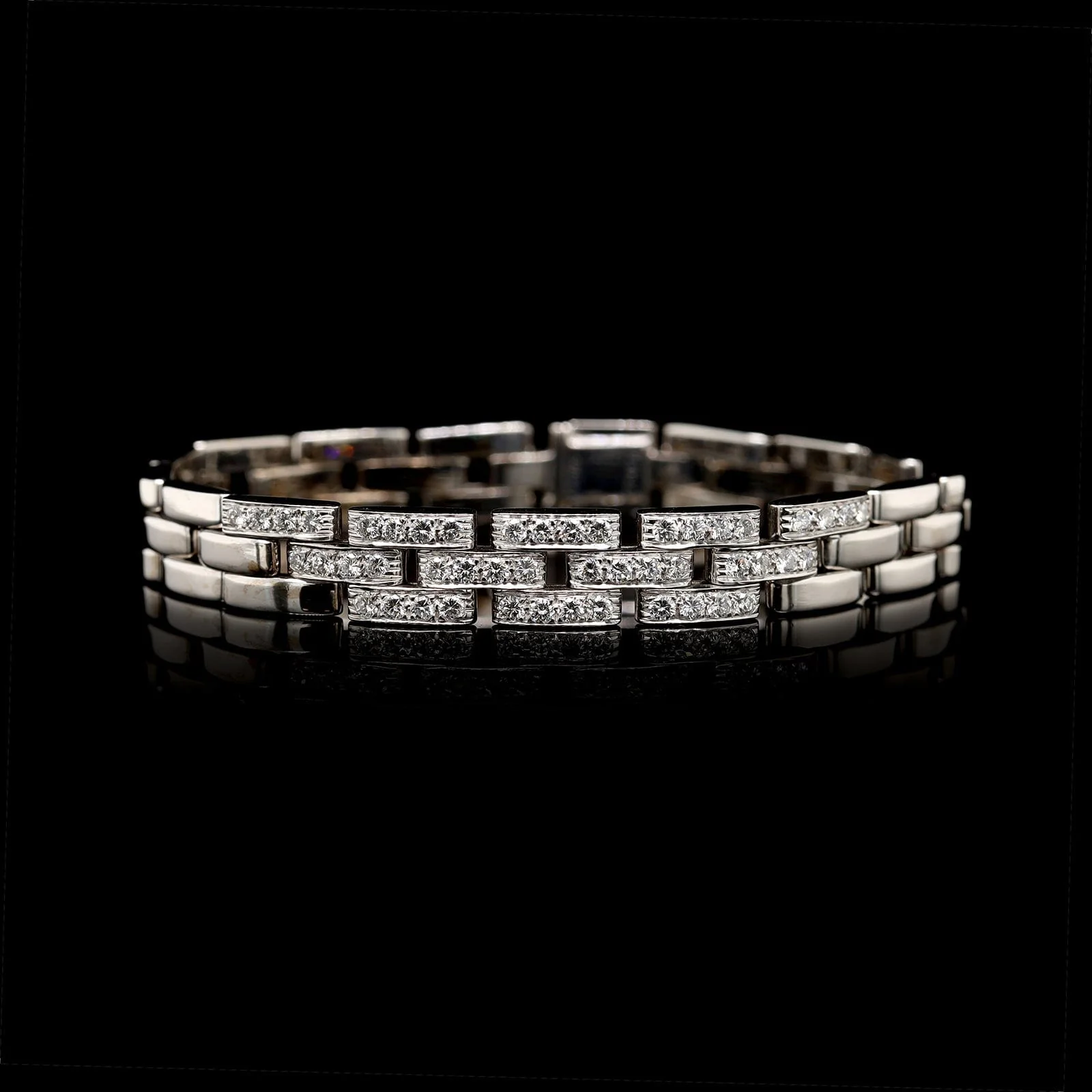 Cartier 18K White Gold Estate Maillon Panthere Diamond Bracelet