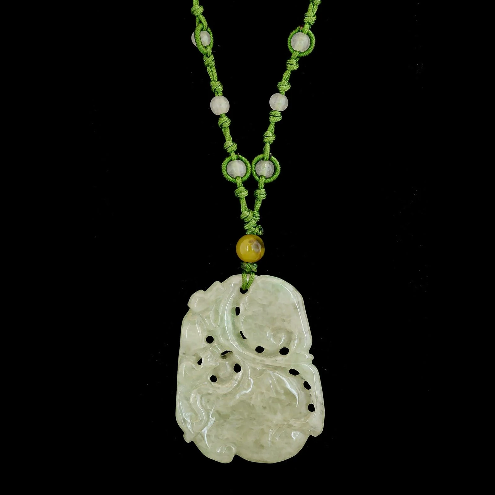 Carved Estate Jadeite Cord Pendant - Image 2