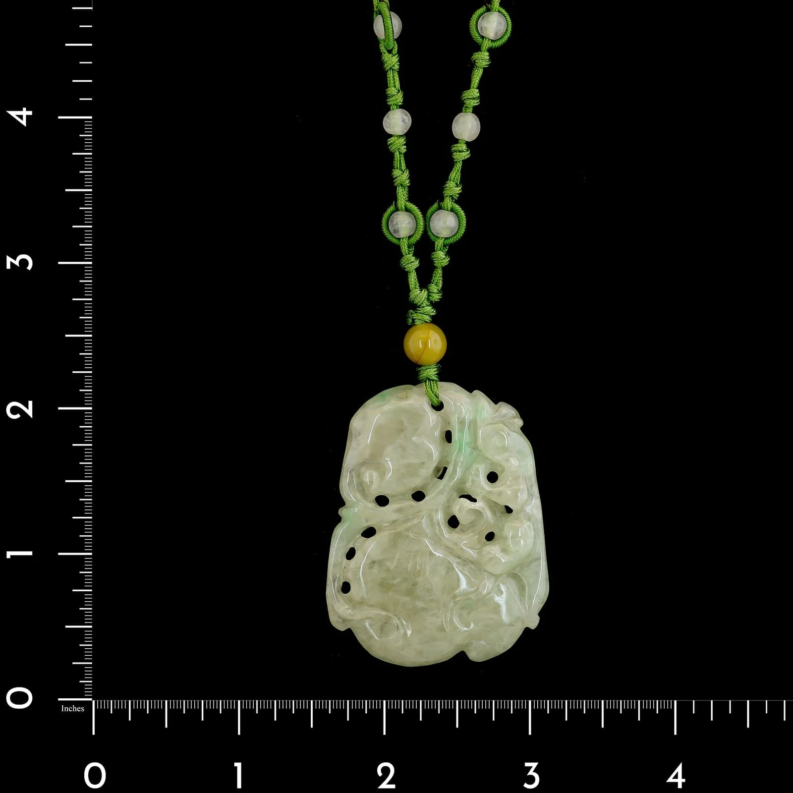 Carved Estate Jadeite Cord Pendant - Image 4