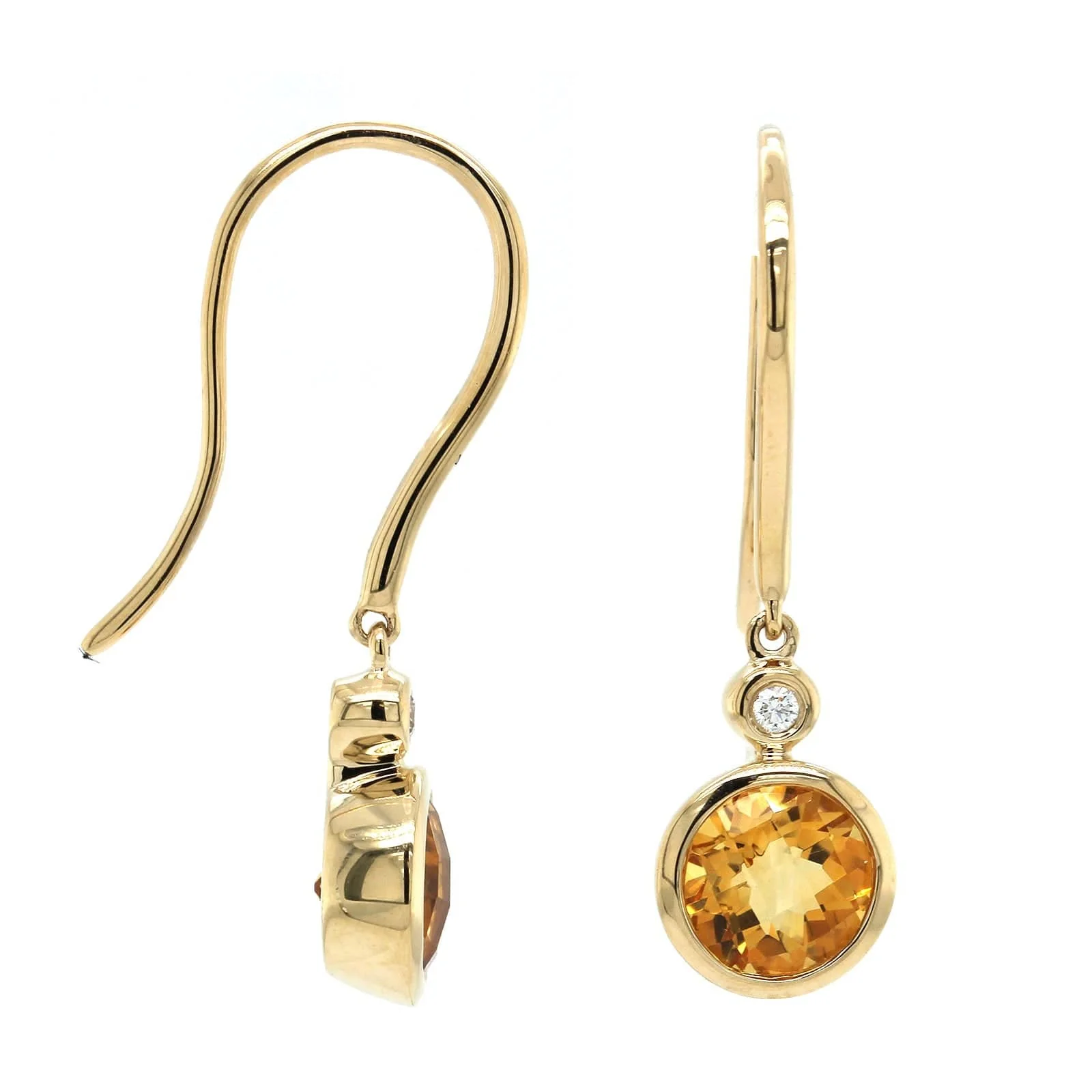 14K Yellow Gold Citrine Drop Earrings