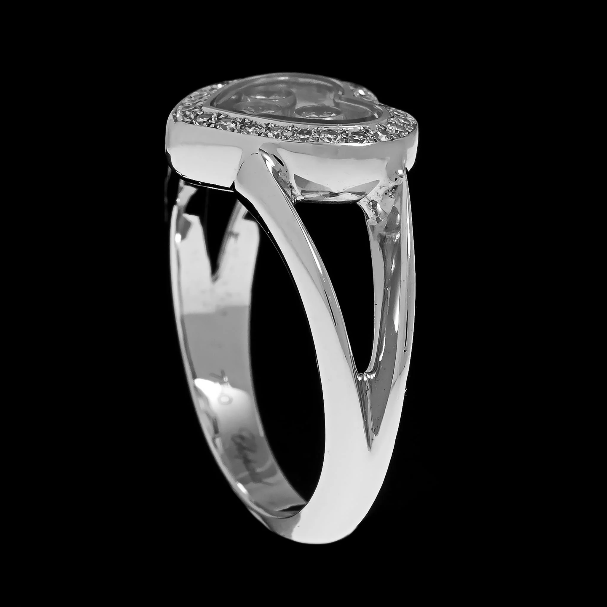 Chopard 18K White Gold Estate Happy Diamonds Heart Ring - Image 2